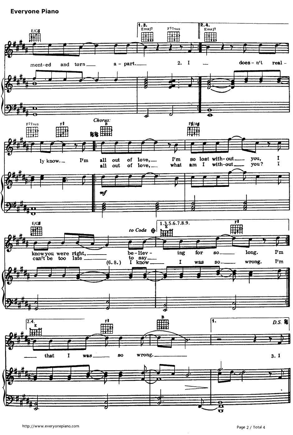 All Out Of Love钢琴谱-AirSupply2