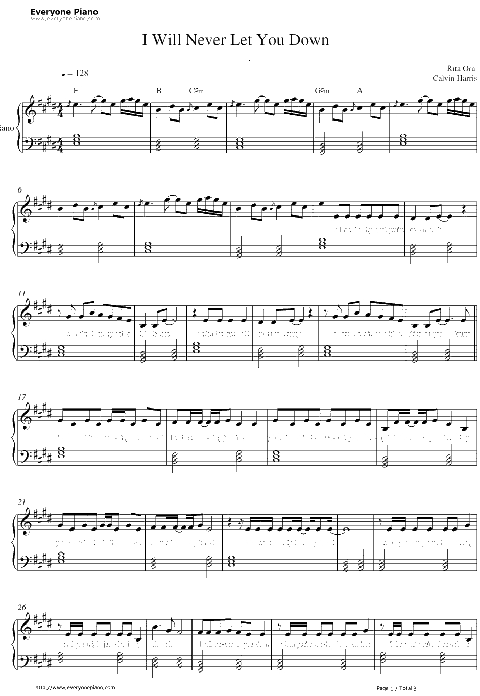 I Will Never Let You Down钢琴谱-RitaOra1