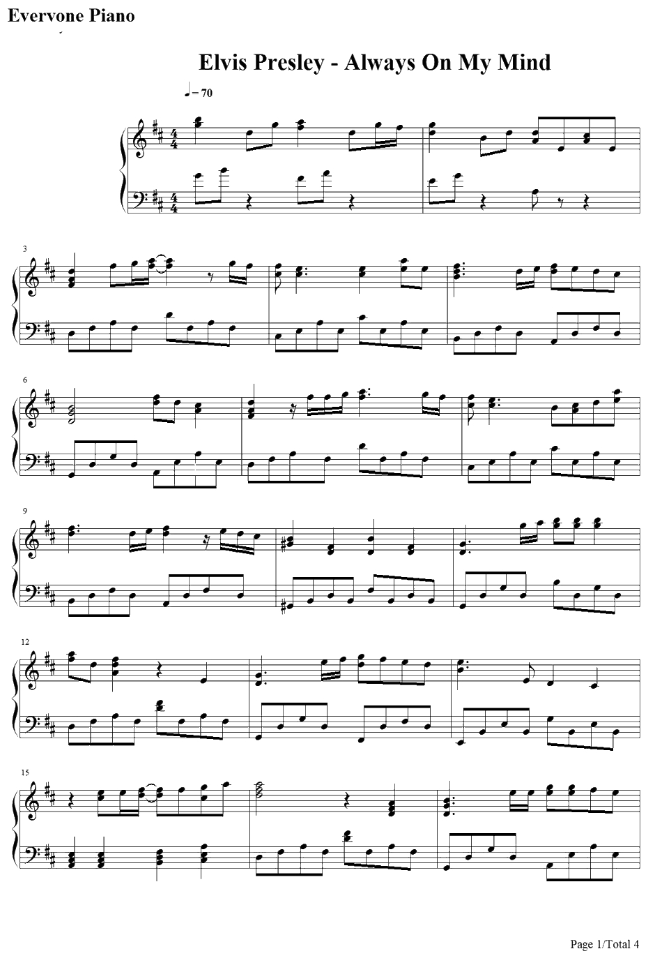Alway son My Mind钢琴谱-ElvisPresley1