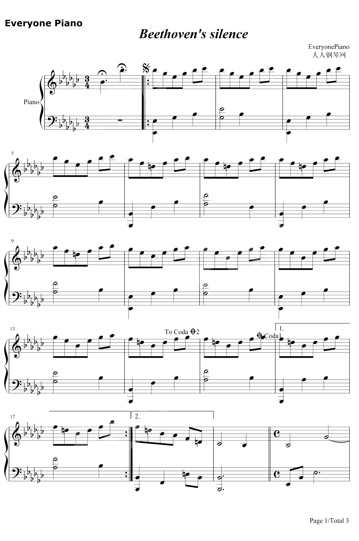 Beethoven's Silence钢琴谱-Ernesto Cortazar1