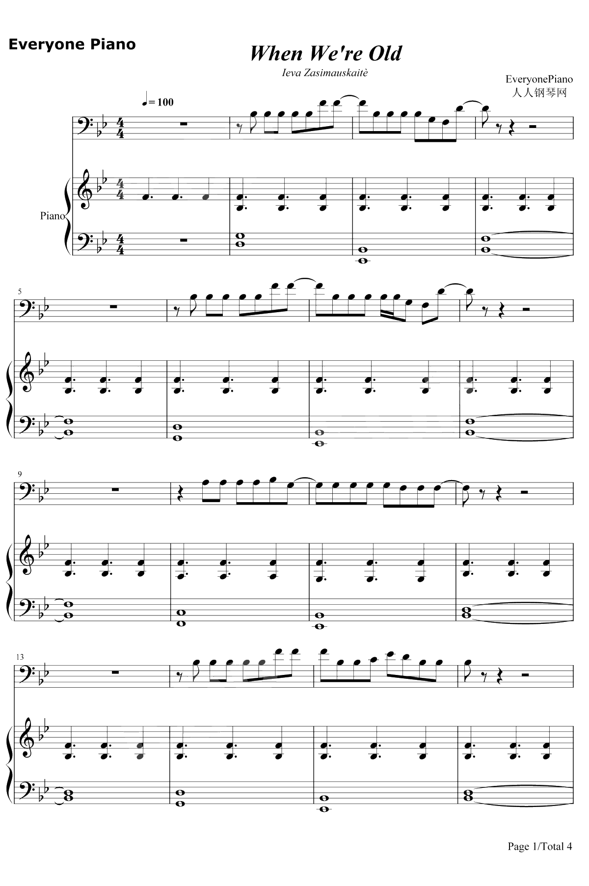 When We're Old钢琴谱-Ieva Zasimauskaitè1