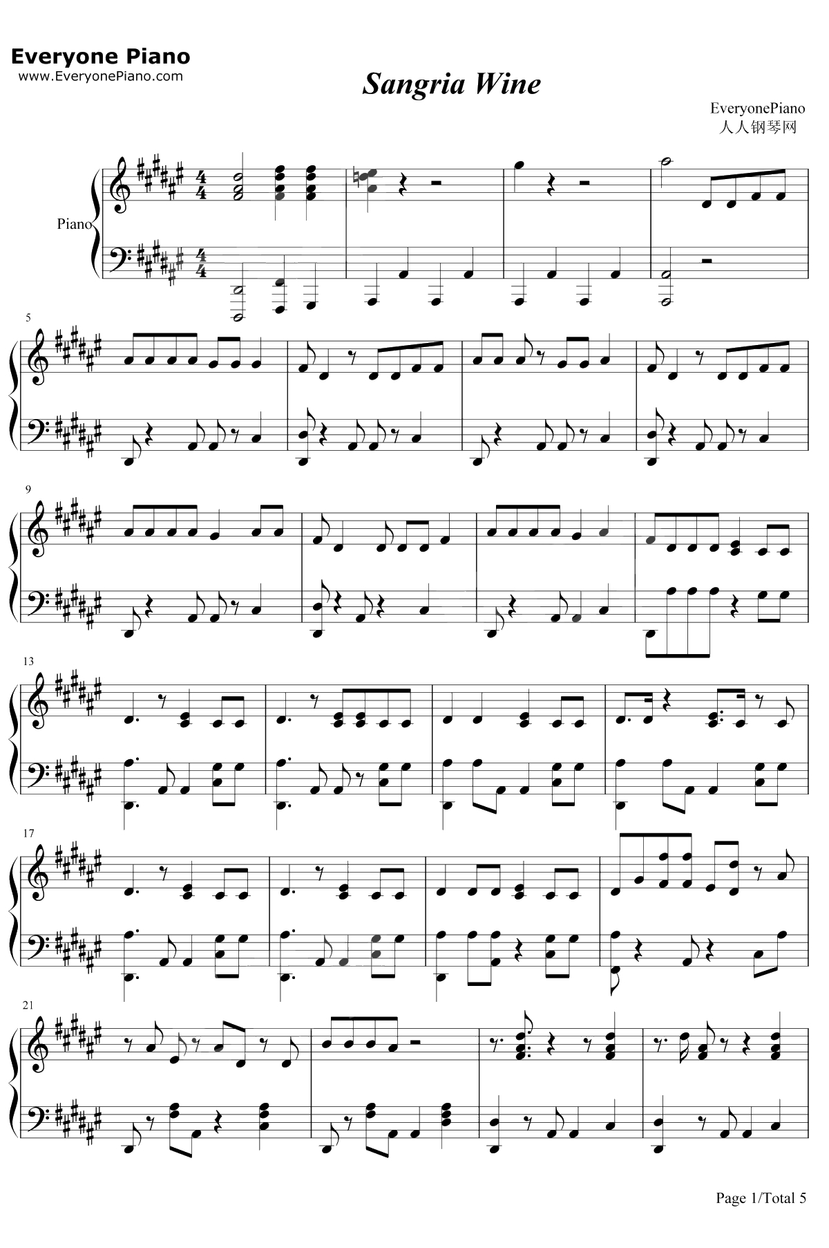 Sangria Wine钢琴谱-Pharrell Williams / Camila Cabello1