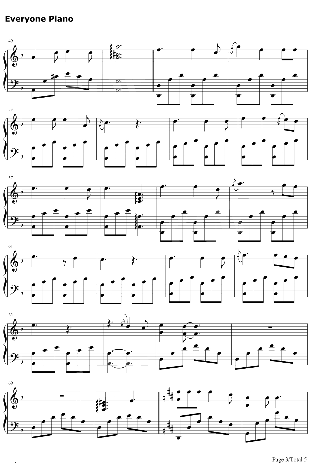 秋酿 钢琴谱-房东的猫3