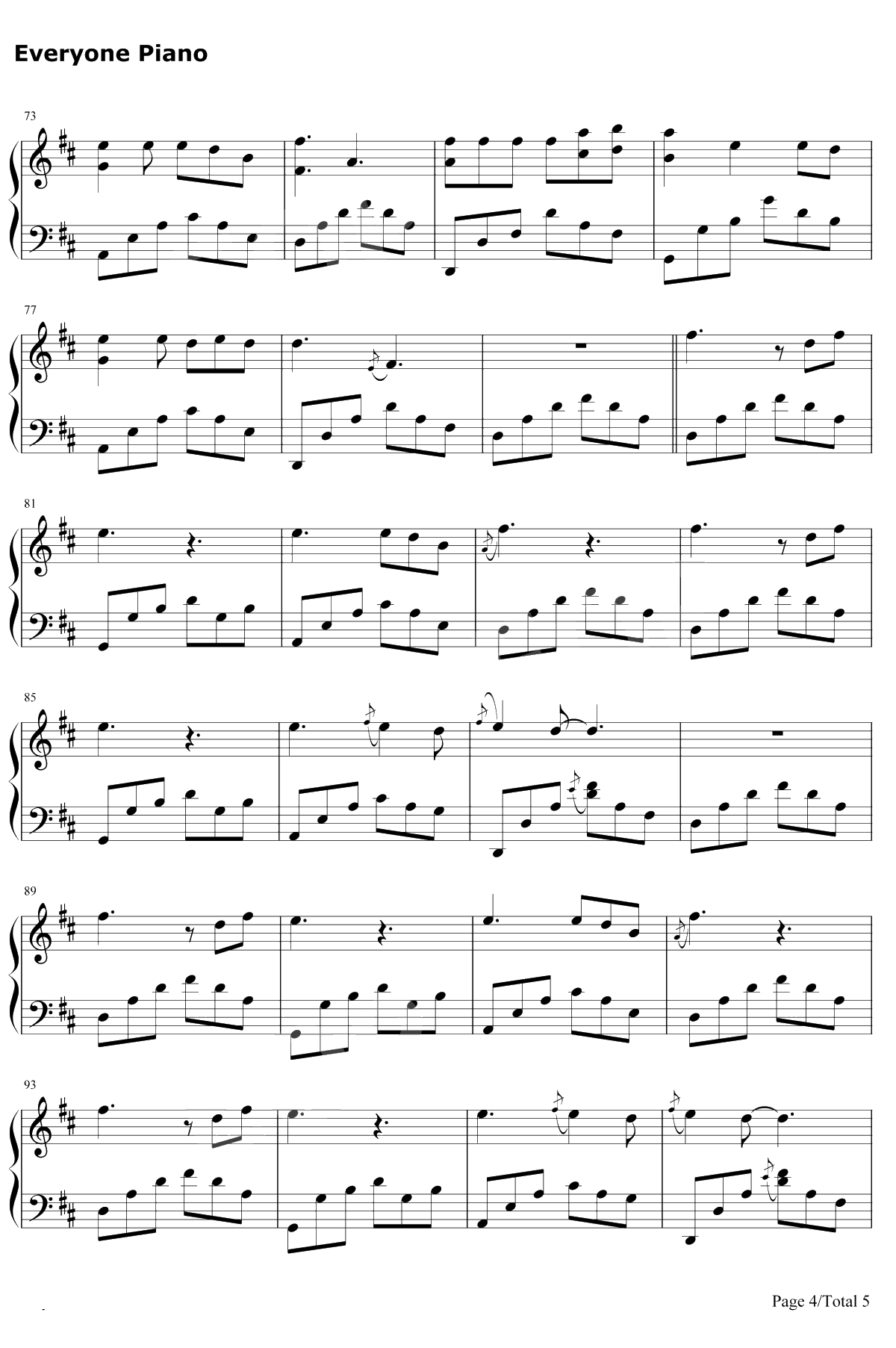 秋酿 钢琴谱-房东的猫4