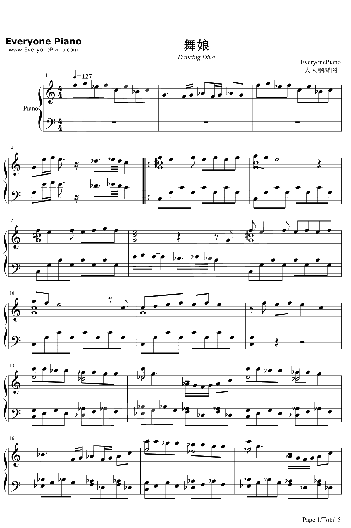 舞娘钢琴谱-蔡依林1