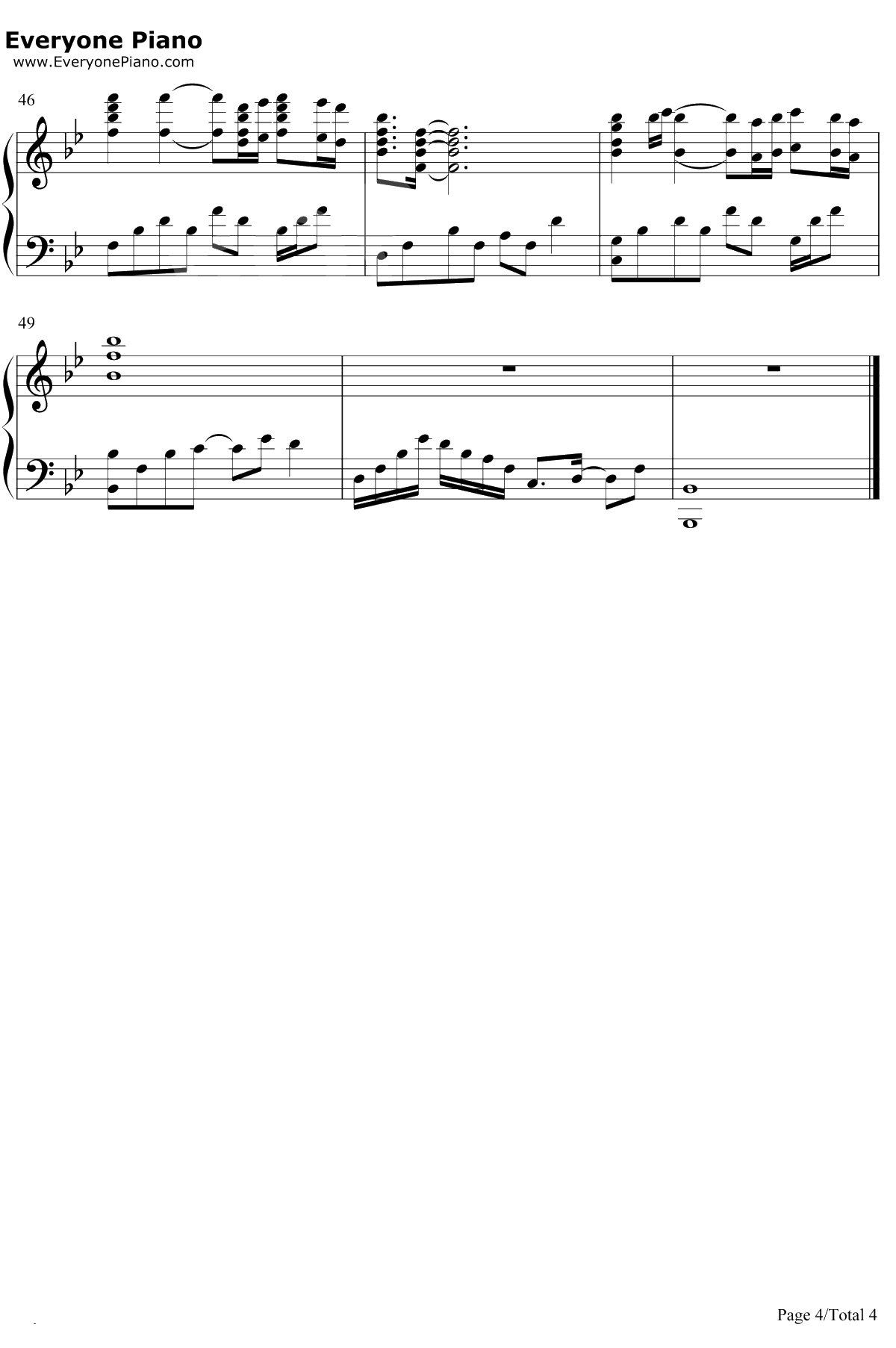 想你的365天钢琴谱-李玟-宝莲灯主题曲4