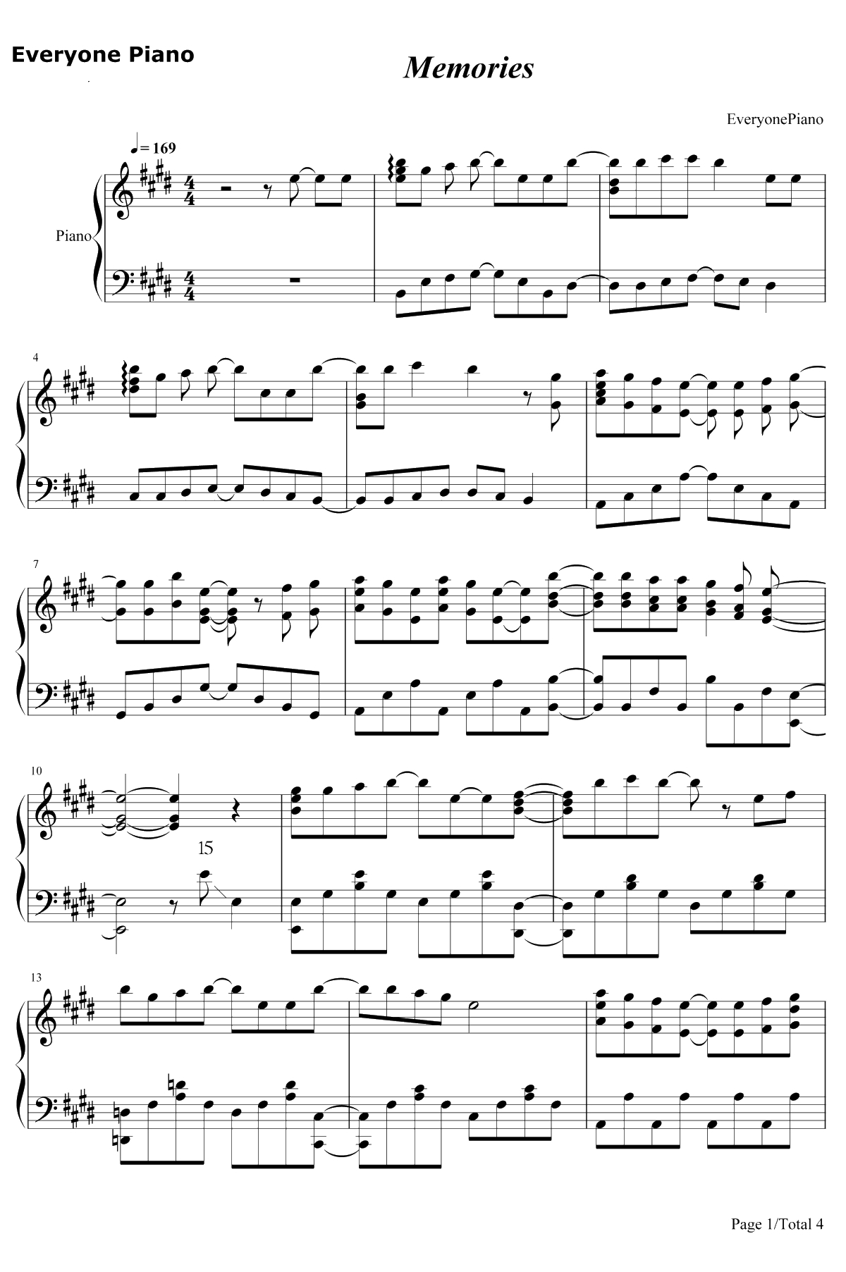 Memories钢琴谱-Comic Girls1