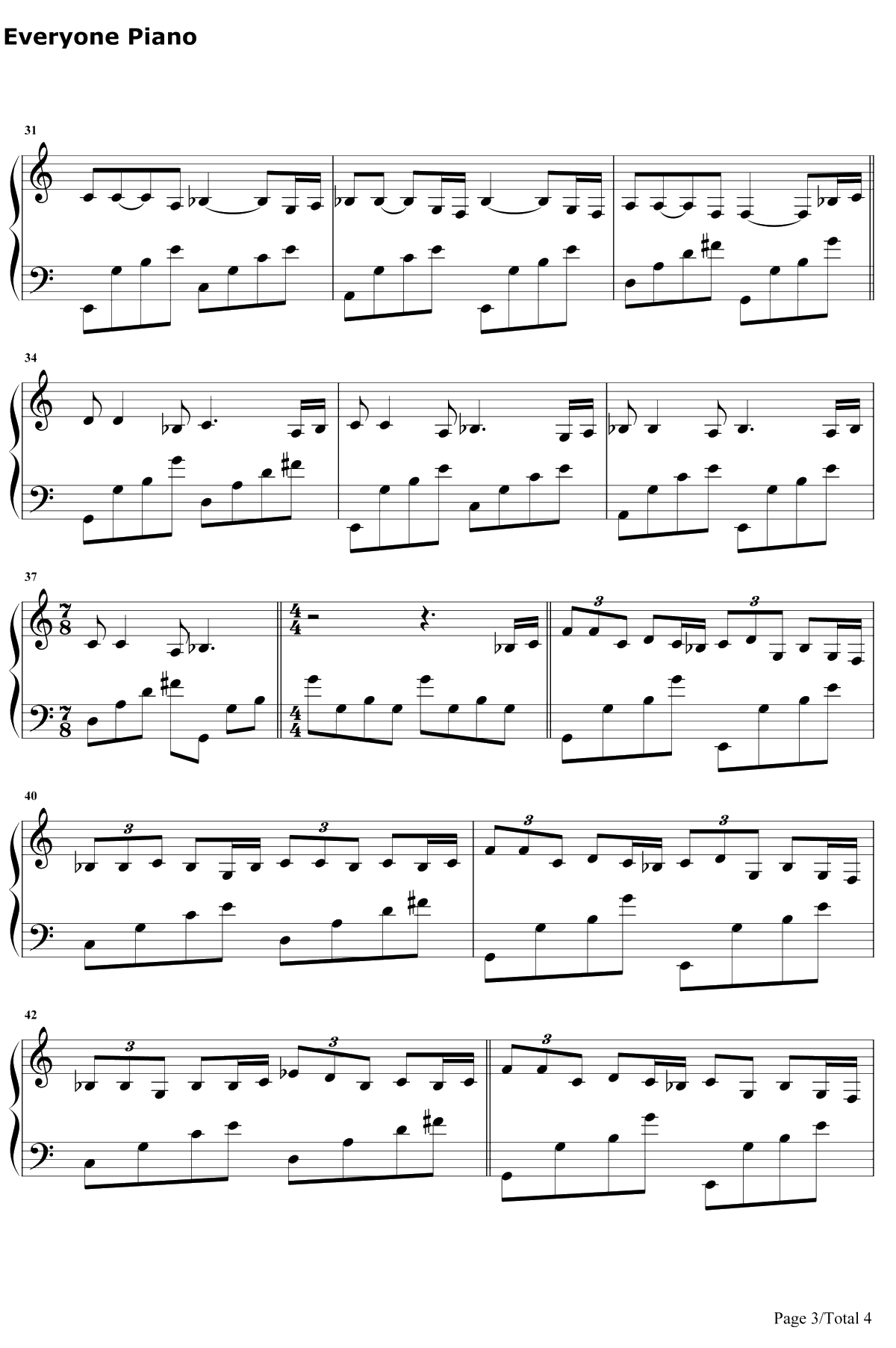 七月上 钢琴谱-Jam3