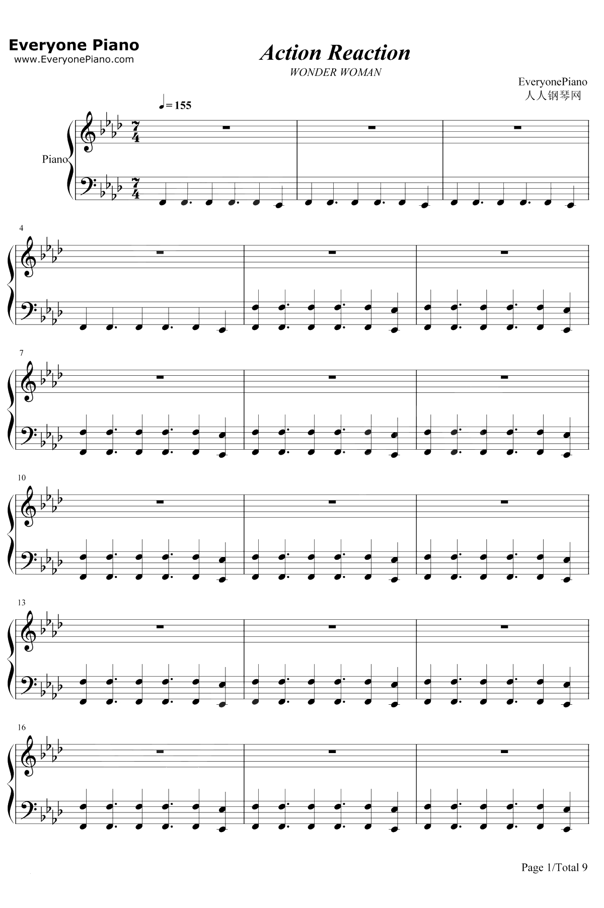 Action Reaction钢琴谱-Rupert Gregson-Williams1