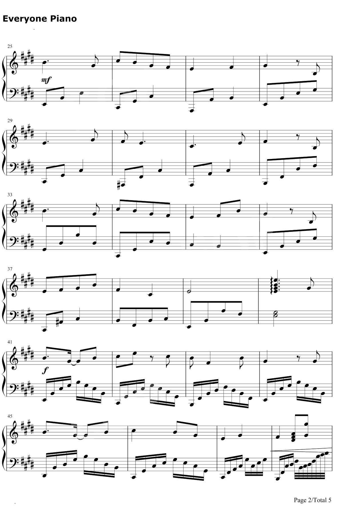 月光钢琴谱-羽泉2