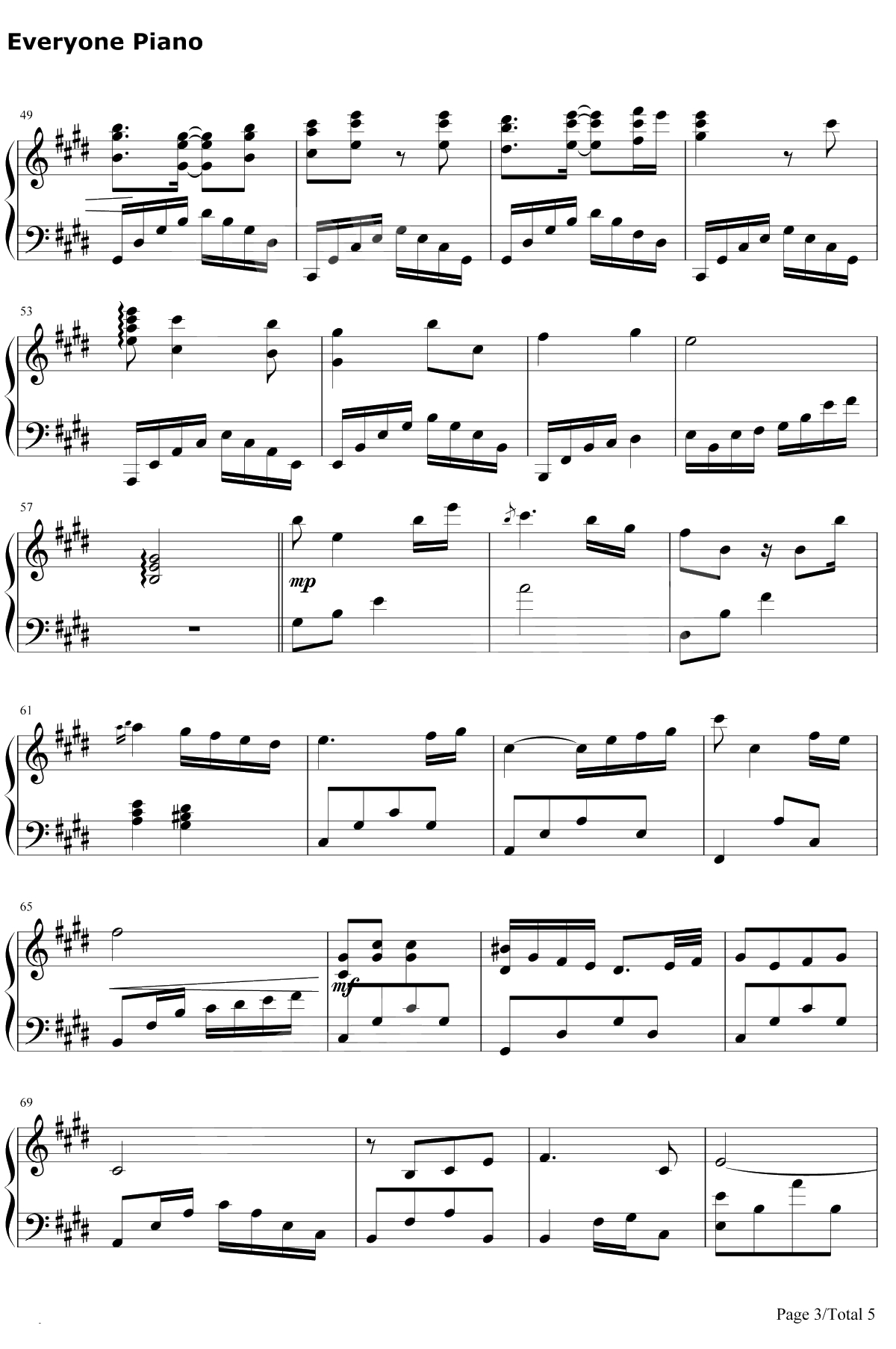 月光钢琴谱-羽泉3