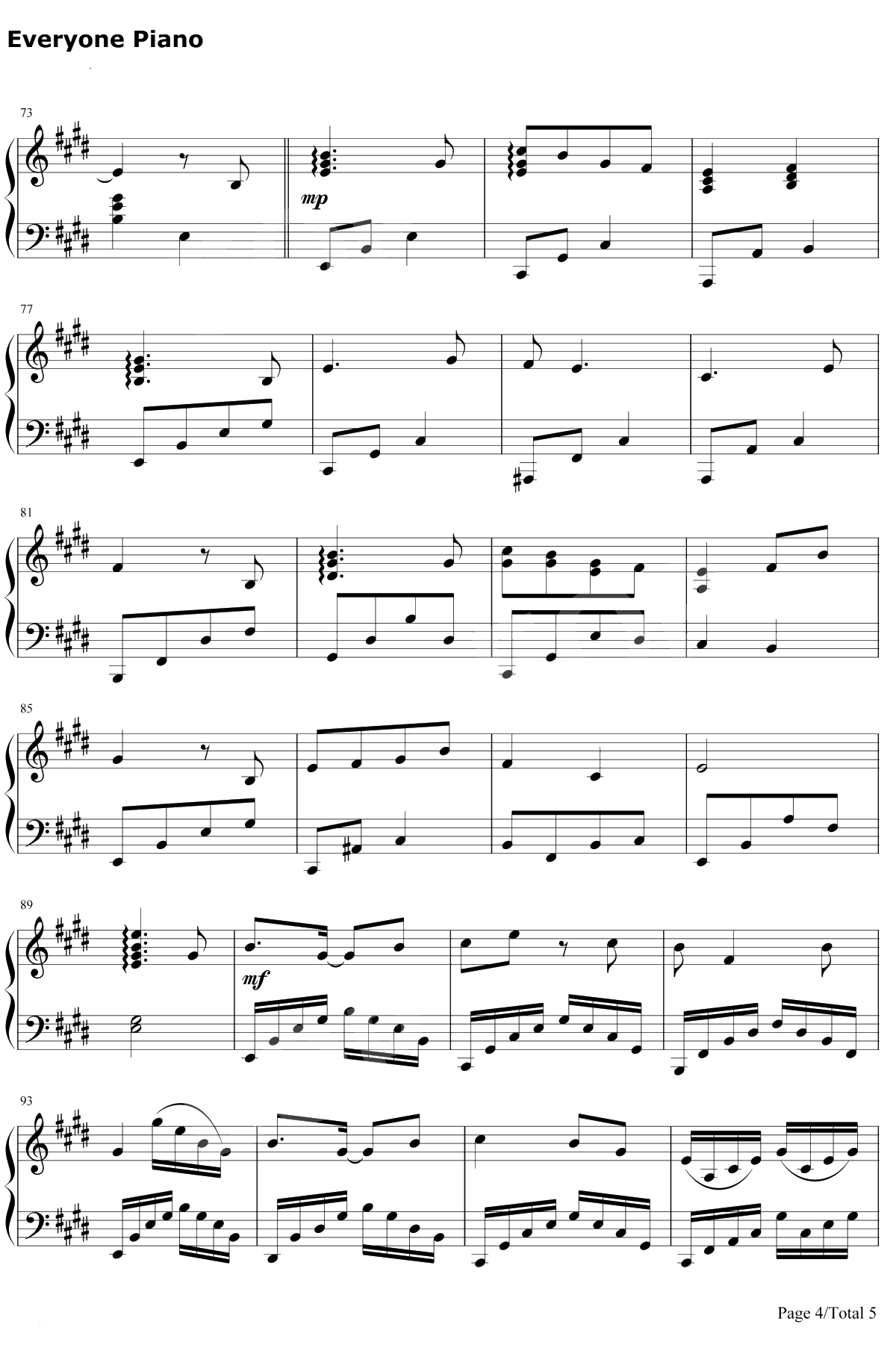 月光钢琴谱-羽泉4