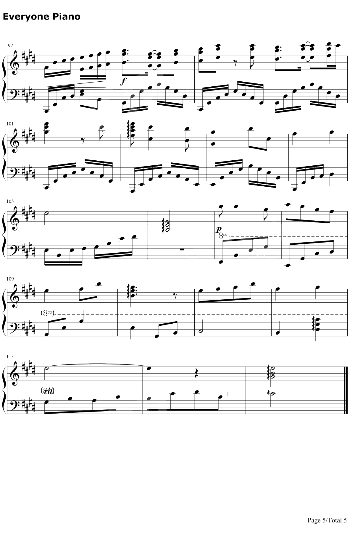 月光钢琴谱-羽泉5