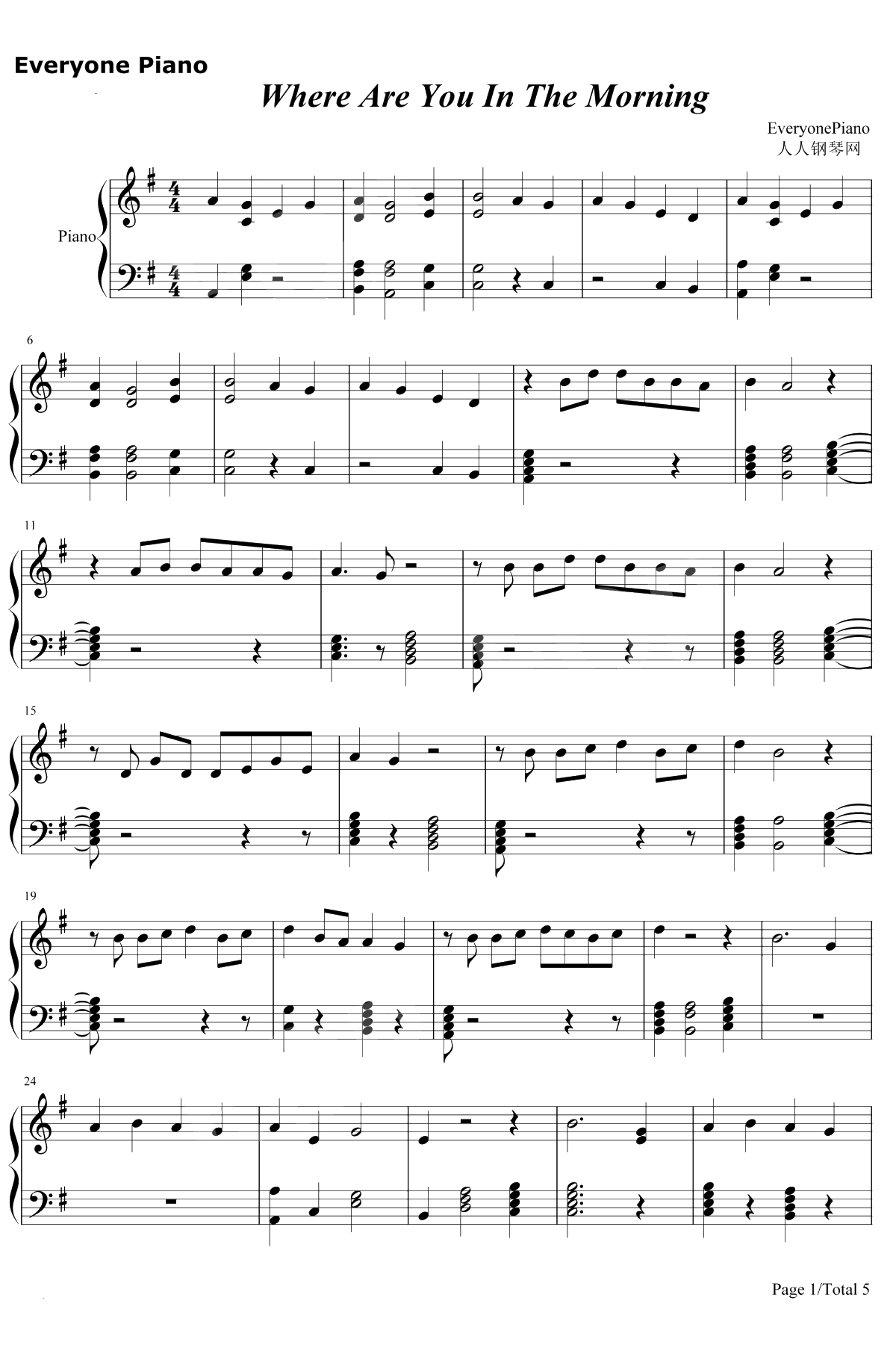 Where Were You in the Morning钢琴谱-Shawn Mendes1