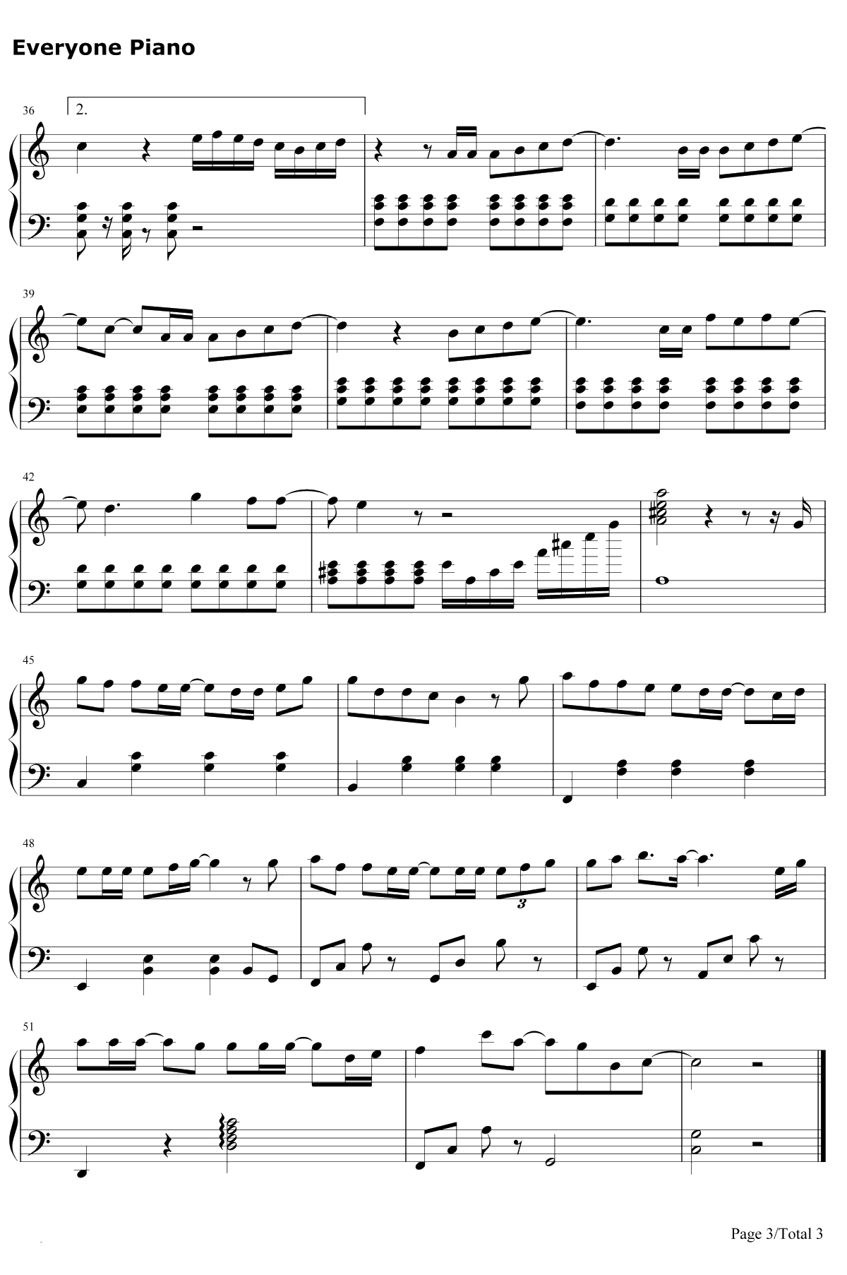 云烟成雨钢琴谱-房东的猫-我是江小白片尾曲3