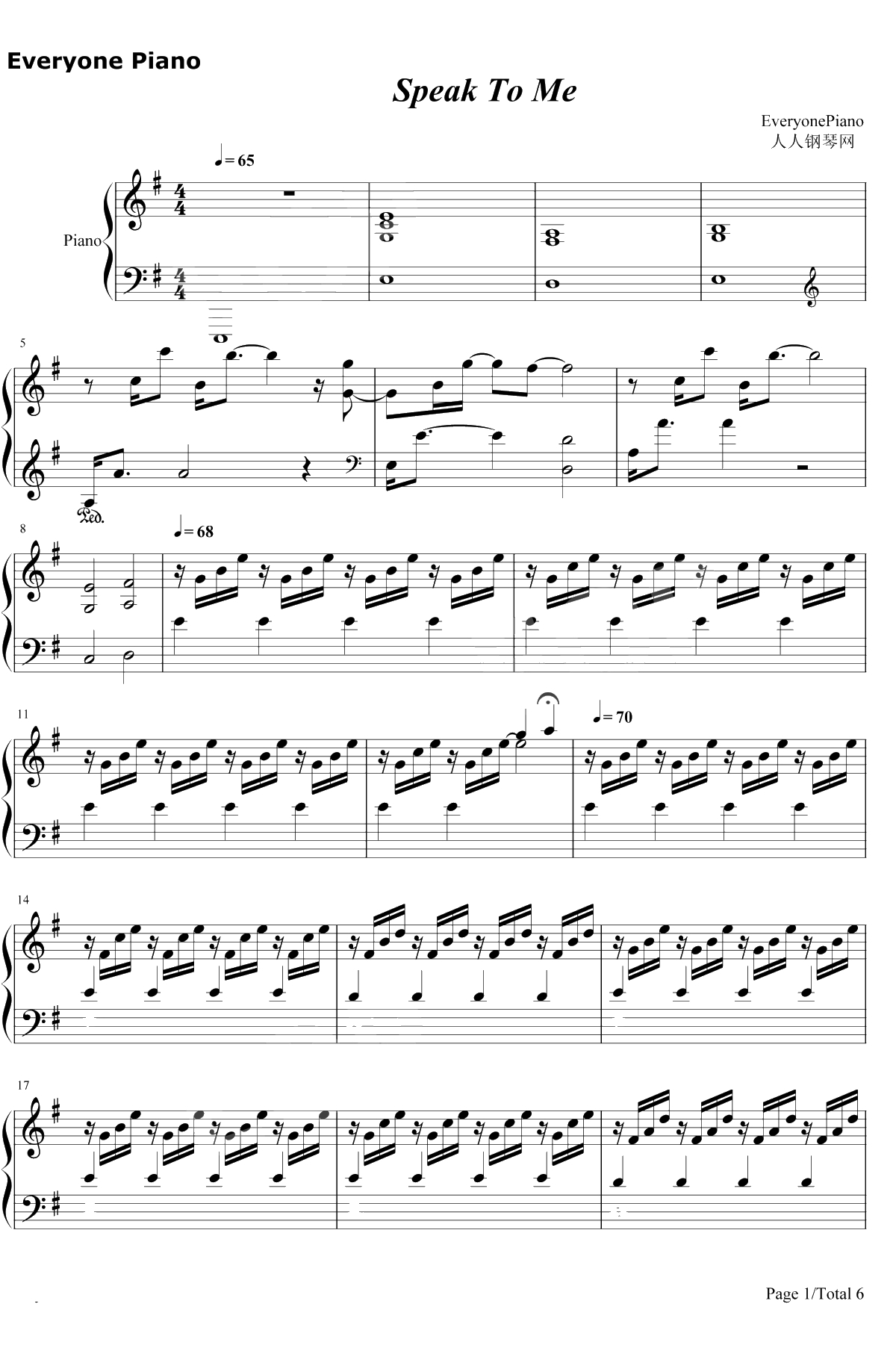 Speak to Me钢琴谱-Amy Lee1