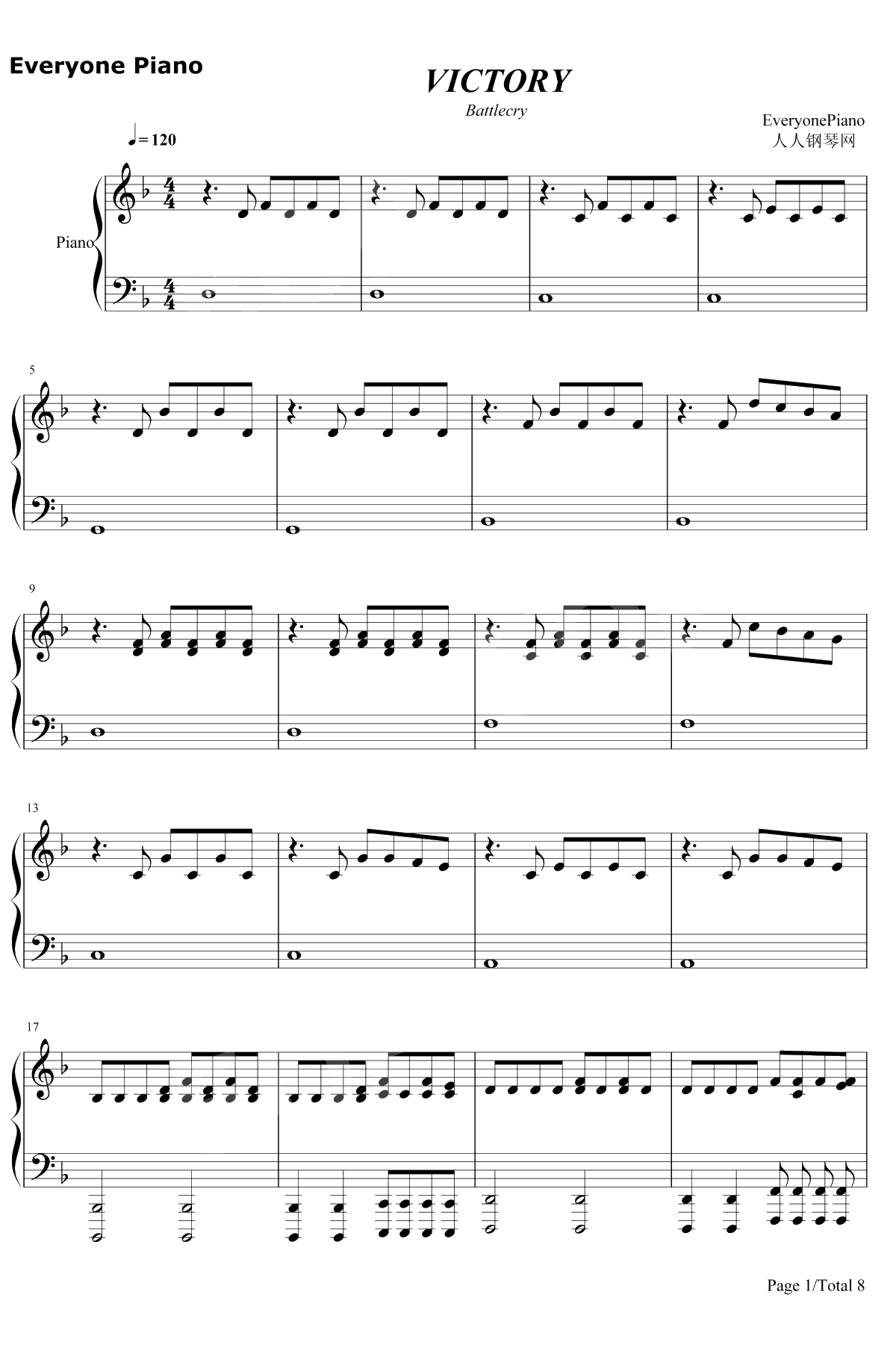 Victory钢琴谱-Two Steps From Hell-完整版1