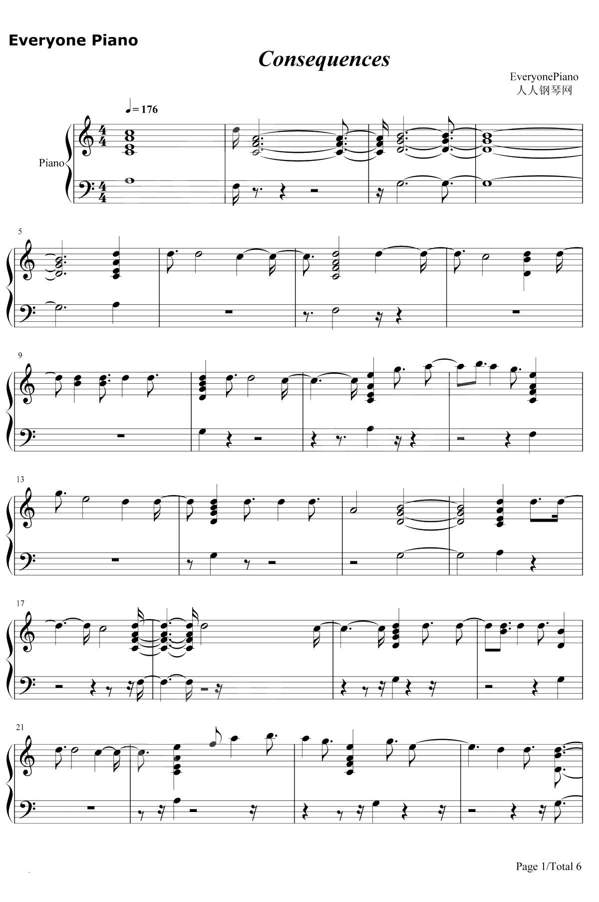 Consequences–Camila Cabello钢琴谱-Camila Cabello1