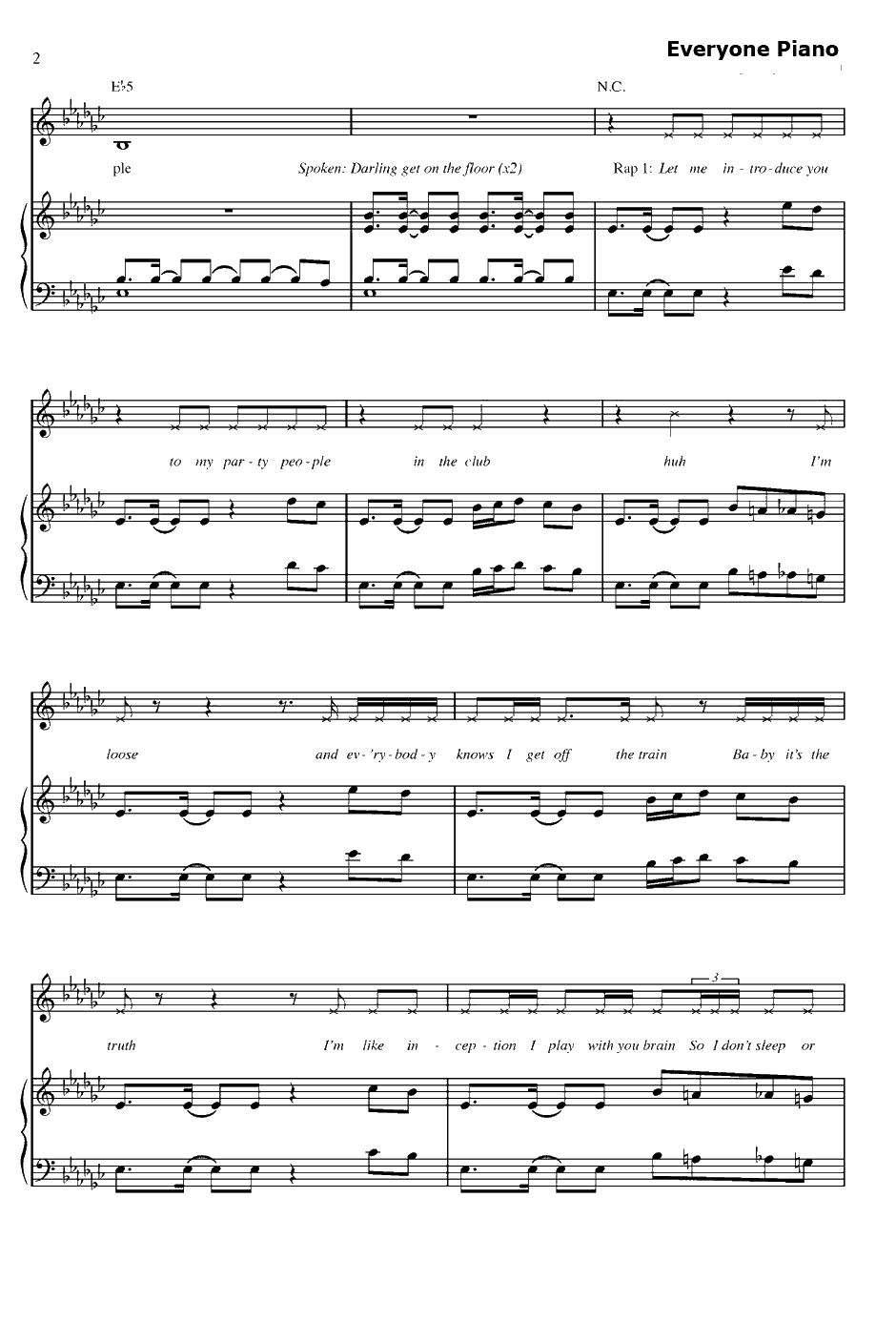 On The Floor钢琴谱-JenniferLopez詹妮弗·洛佩兹2