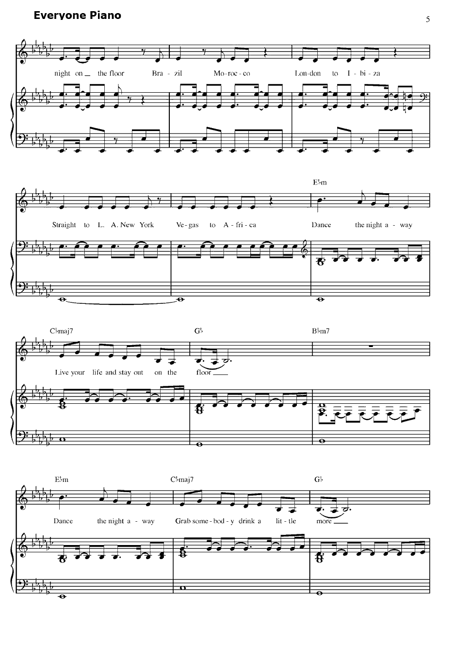 On The Floor钢琴谱-JenniferLopez詹妮弗·洛佩兹5