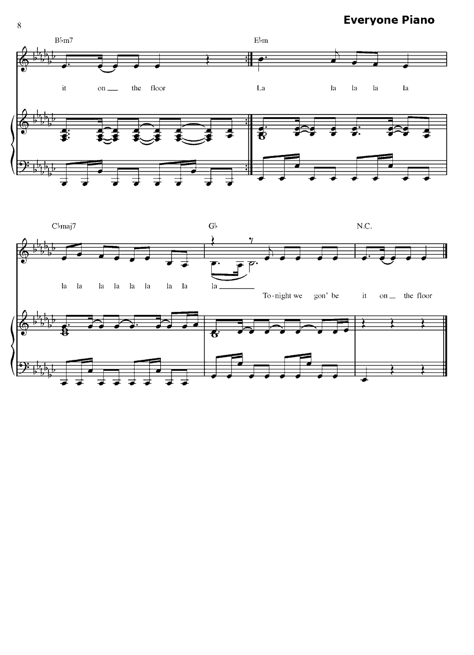 On The Floor钢琴谱-JenniferLopez詹妮弗·洛佩兹8