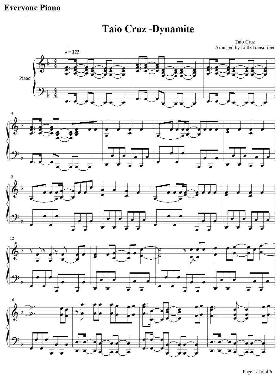 Dynamite钢琴谱-TaioCruz1