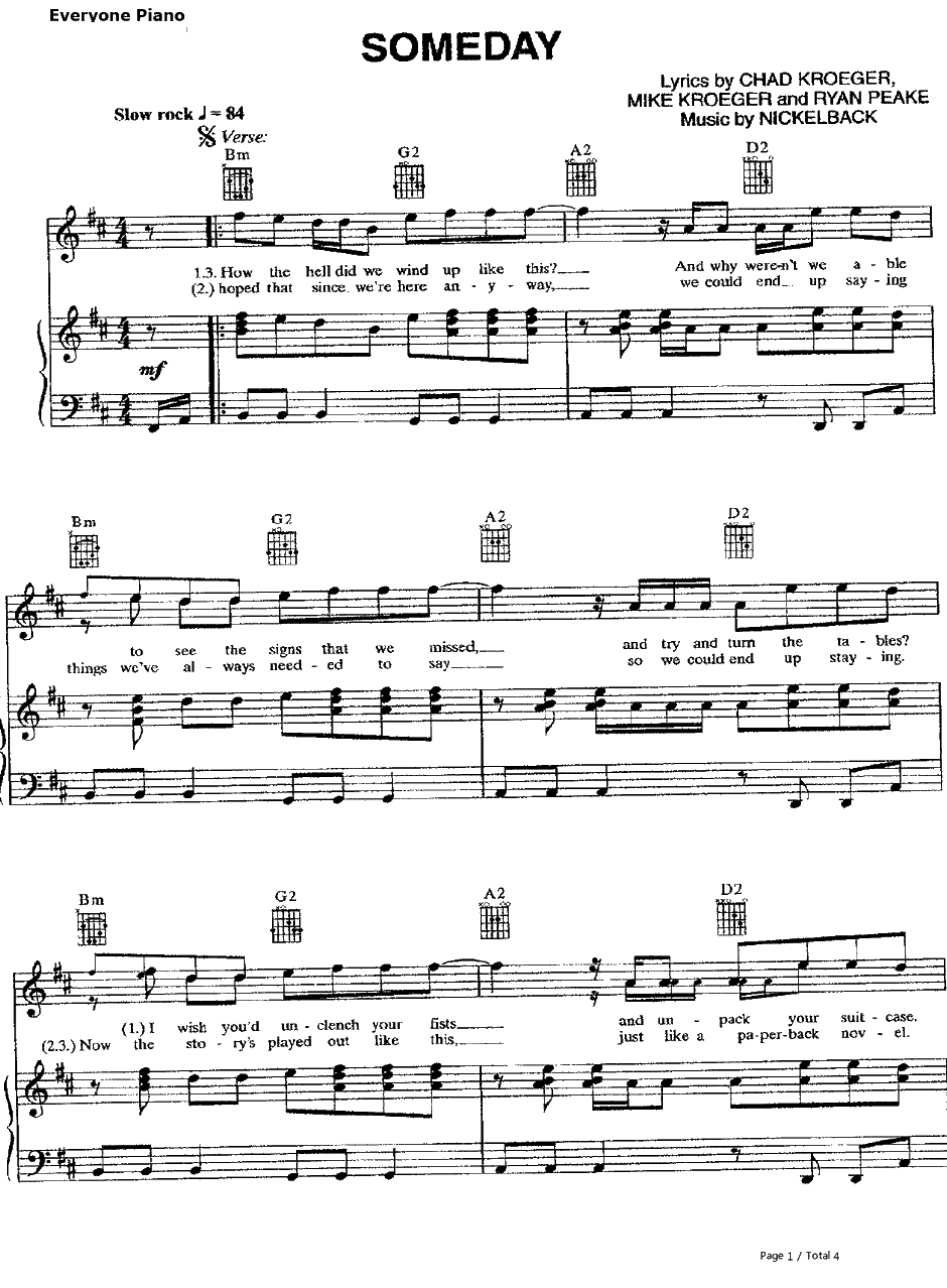 Some day钢琴谱-Nickelback1