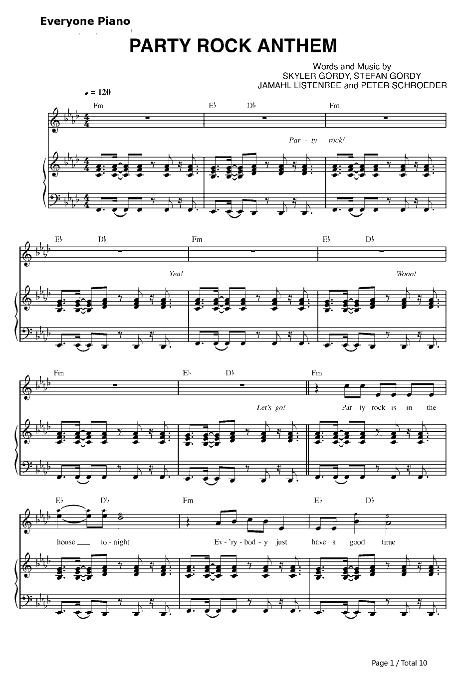 Party Rock An them钢琴谱-LMFAO1