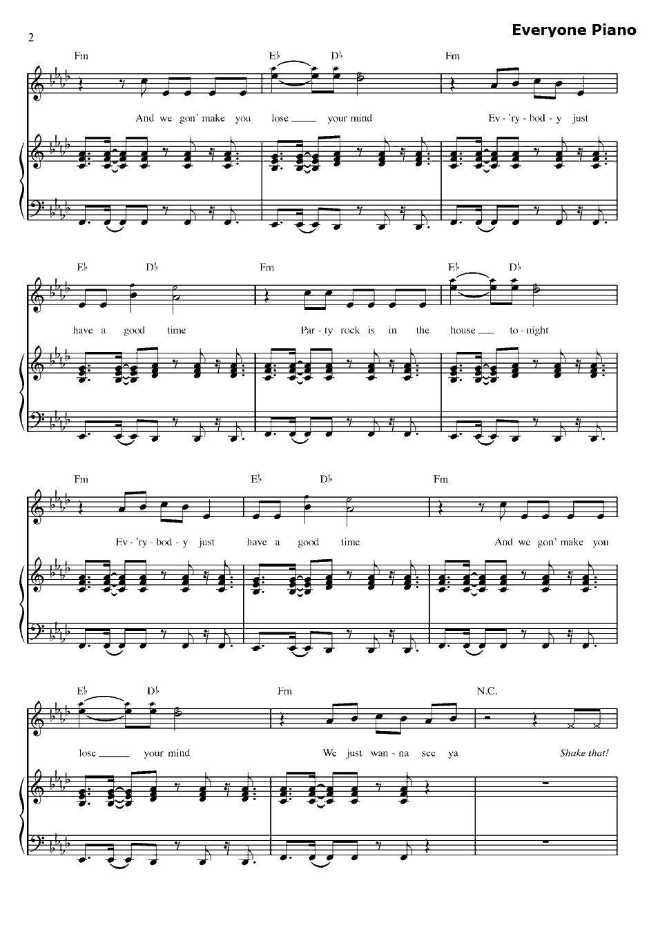 Party Rock An them钢琴谱-LMFAO2