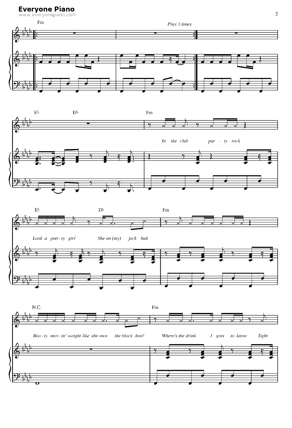 Party Rock An them钢琴谱-LMFAO3