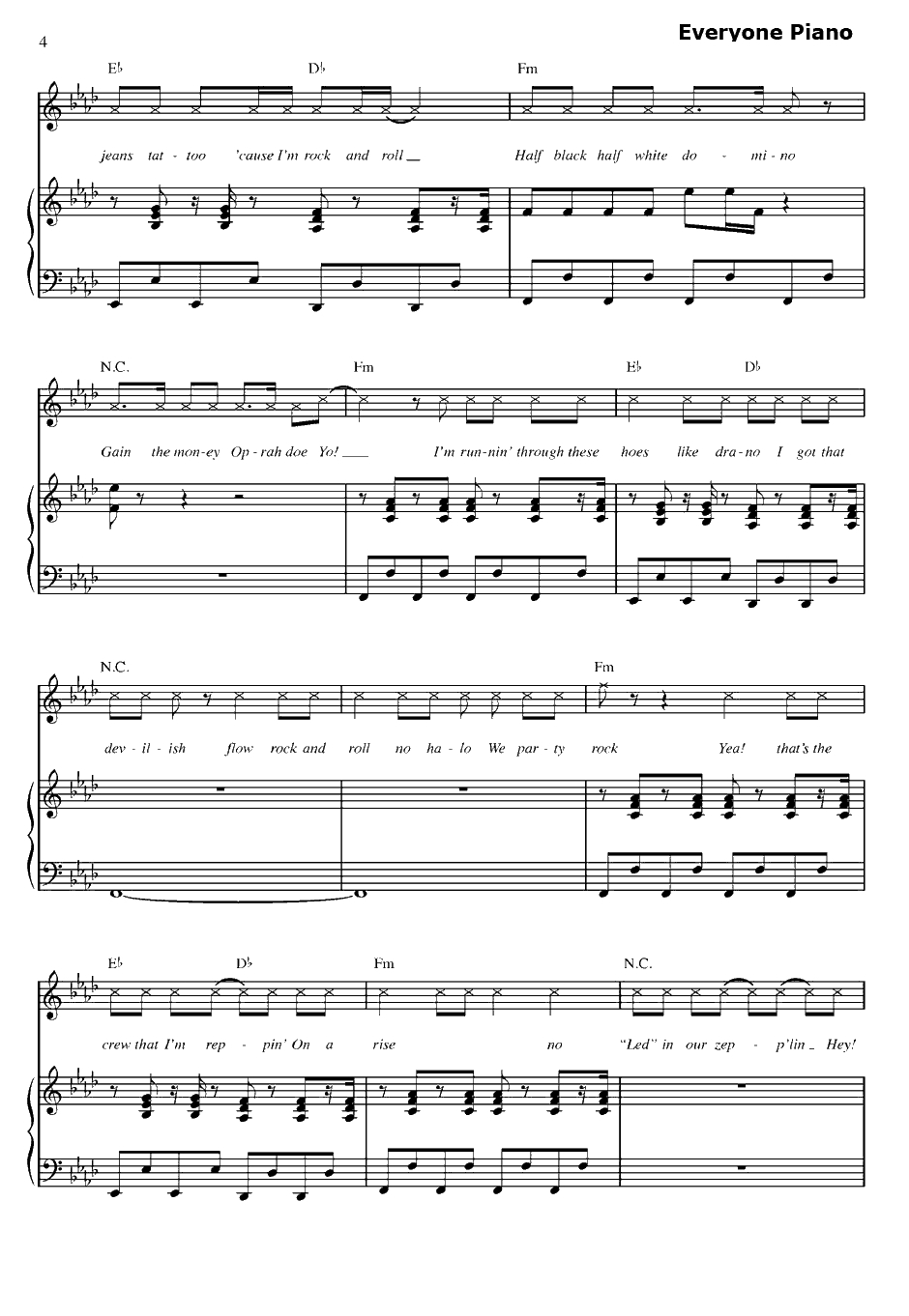 Party Rock An them钢琴谱-LMFAO4