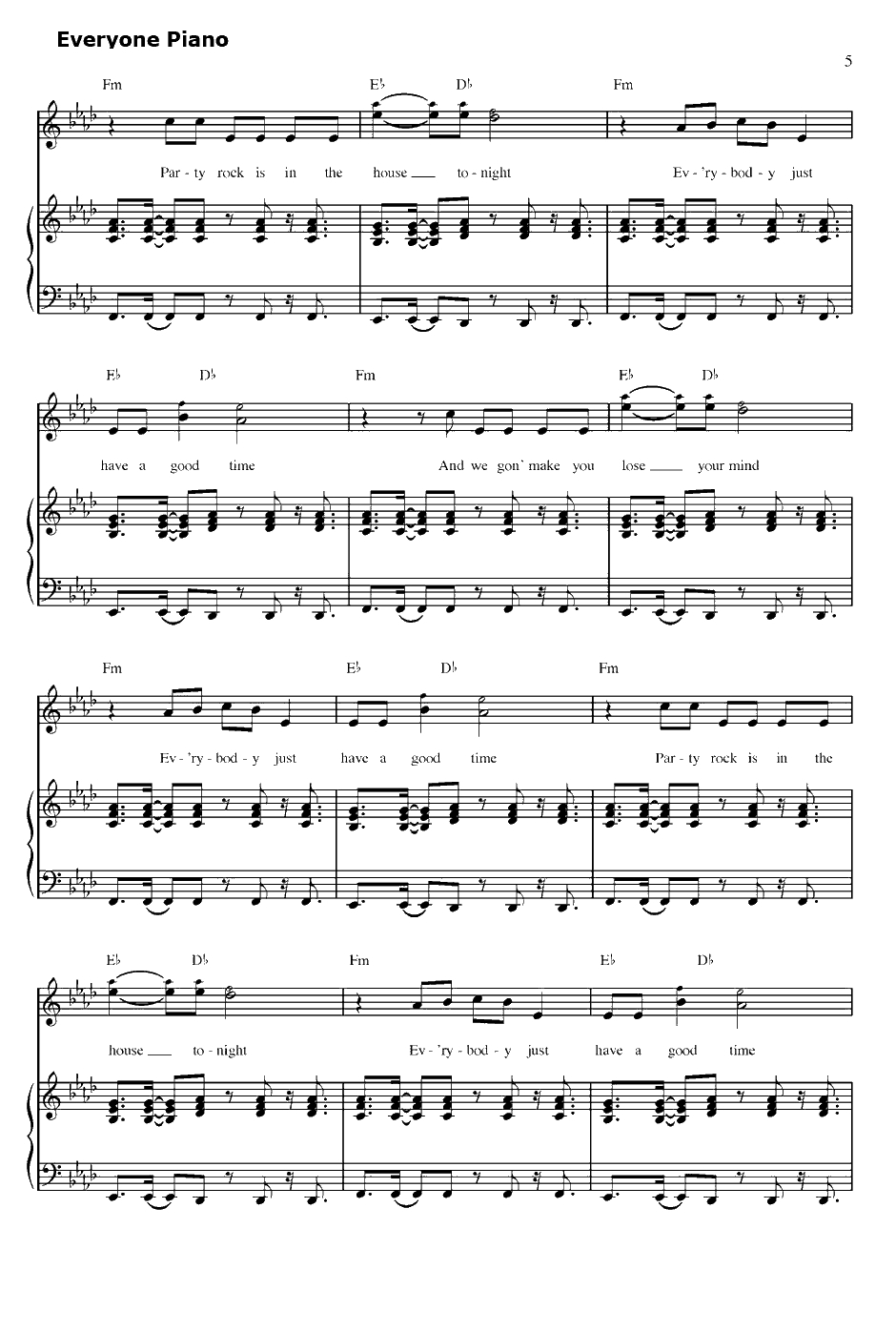 Party Rock An them钢琴谱-LMFAO5