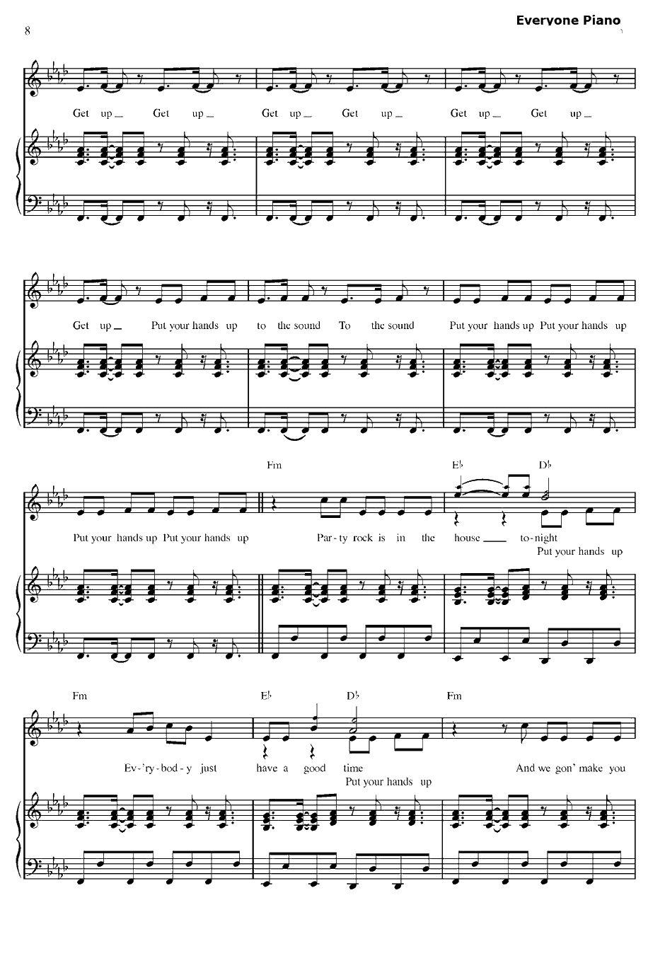 Party Rock An them钢琴谱-LMFAO8