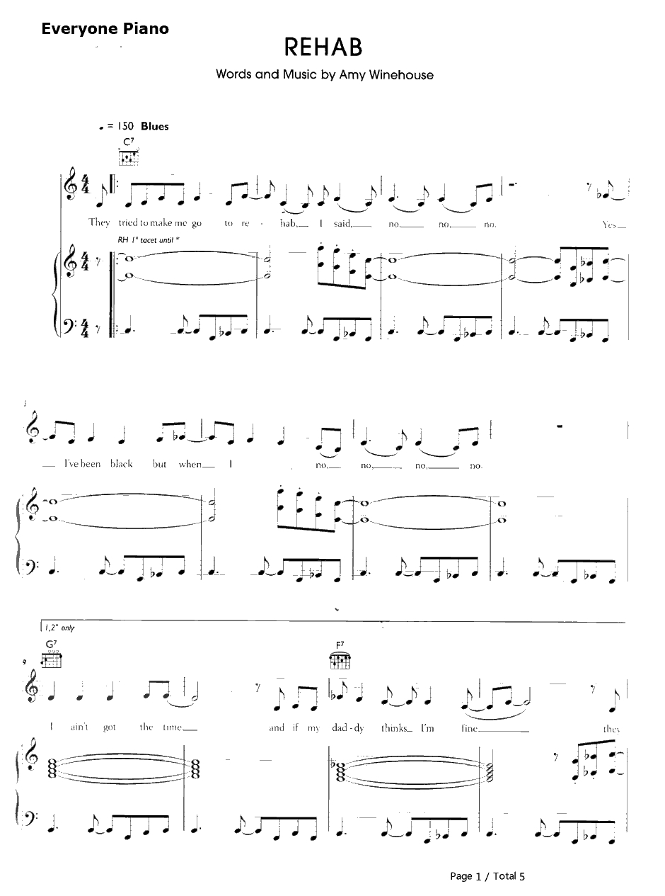 Rehab钢琴谱-AmyWinehouse1