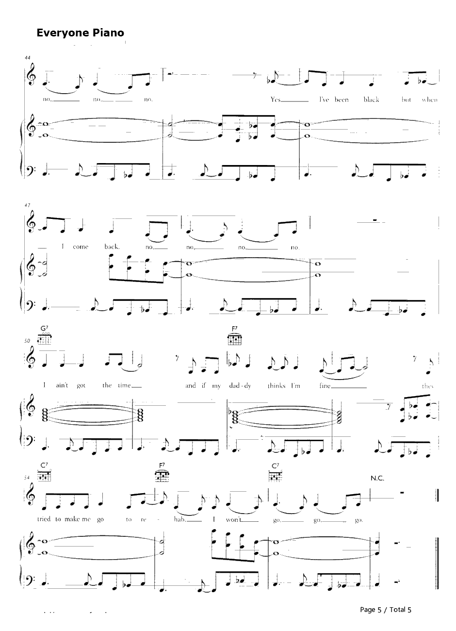 Rehab钢琴谱-AmyWinehouse5