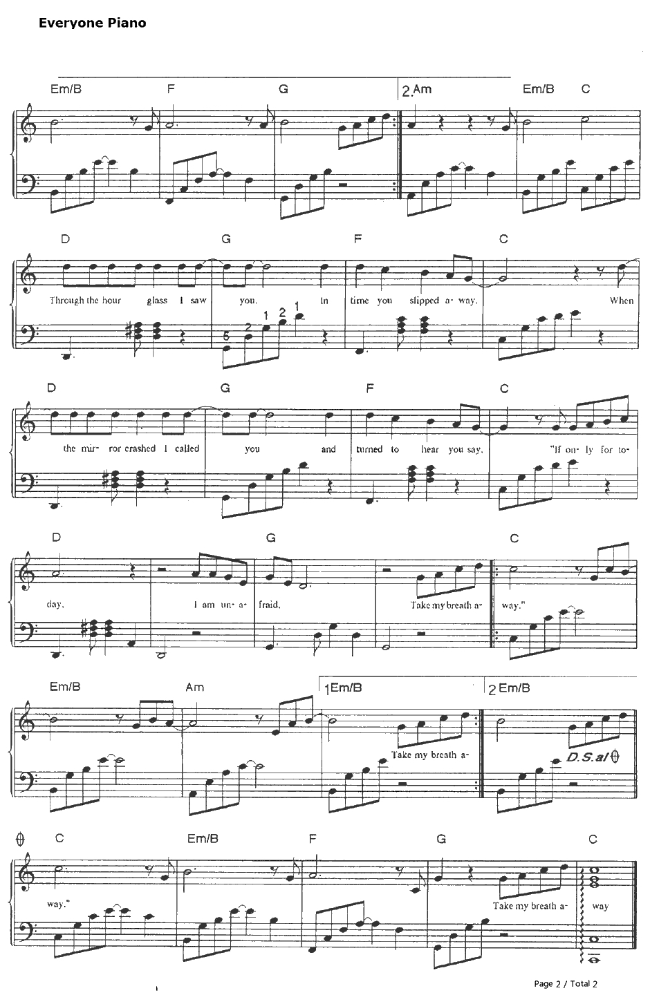 Take My Breath Away钢琴谱-Berlin　　柏林乐队　-壮志凌云主题曲2