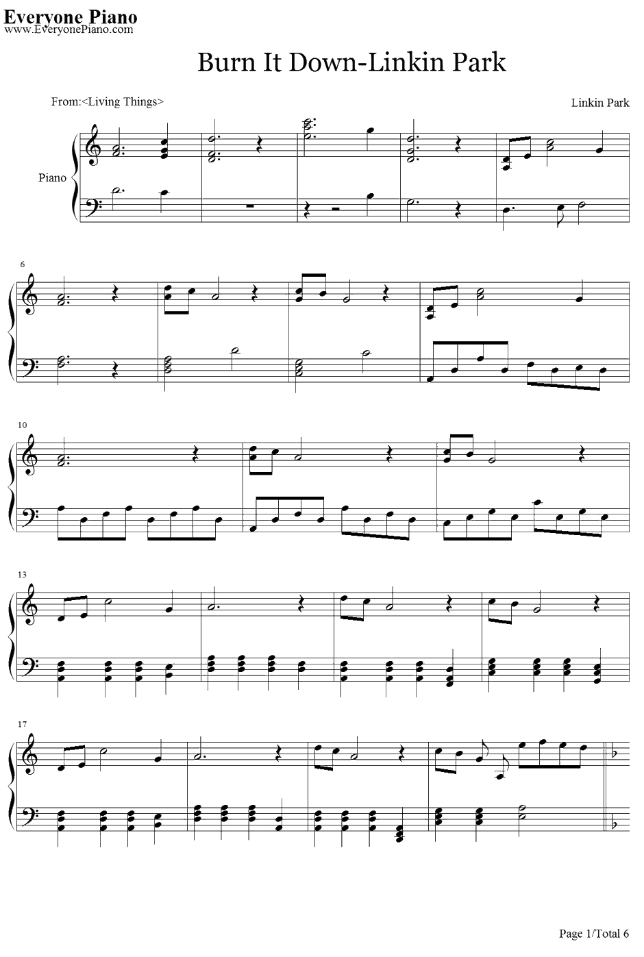 Burn It Down钢琴谱--LinkinPark1