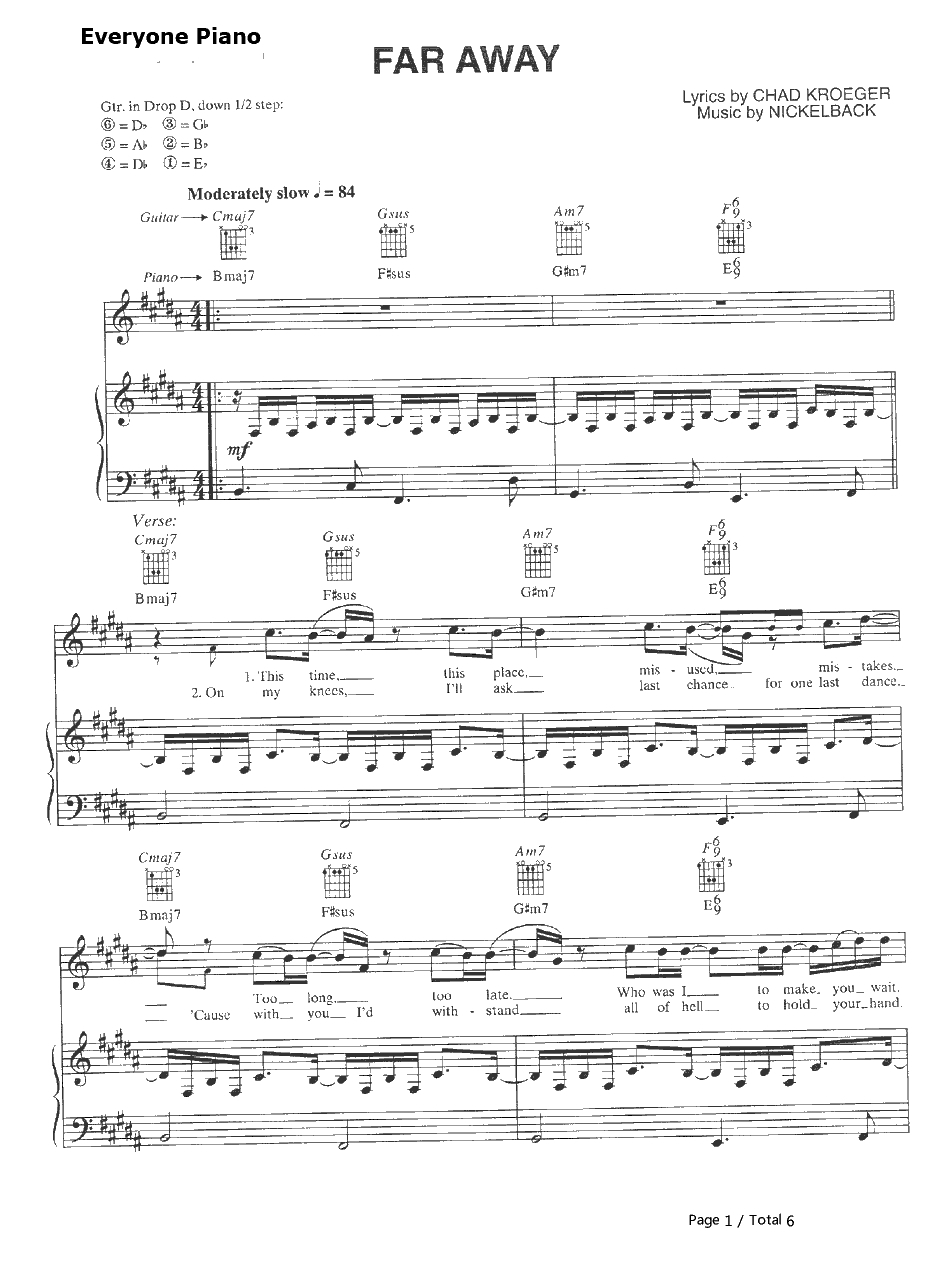 Far Away钢琴谱-Nickelback1