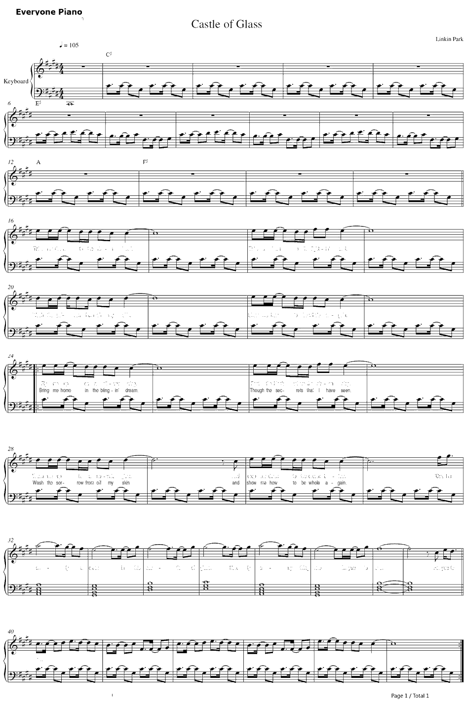 Castle Of Glass钢琴谱-LinkinPark　林肯公园1