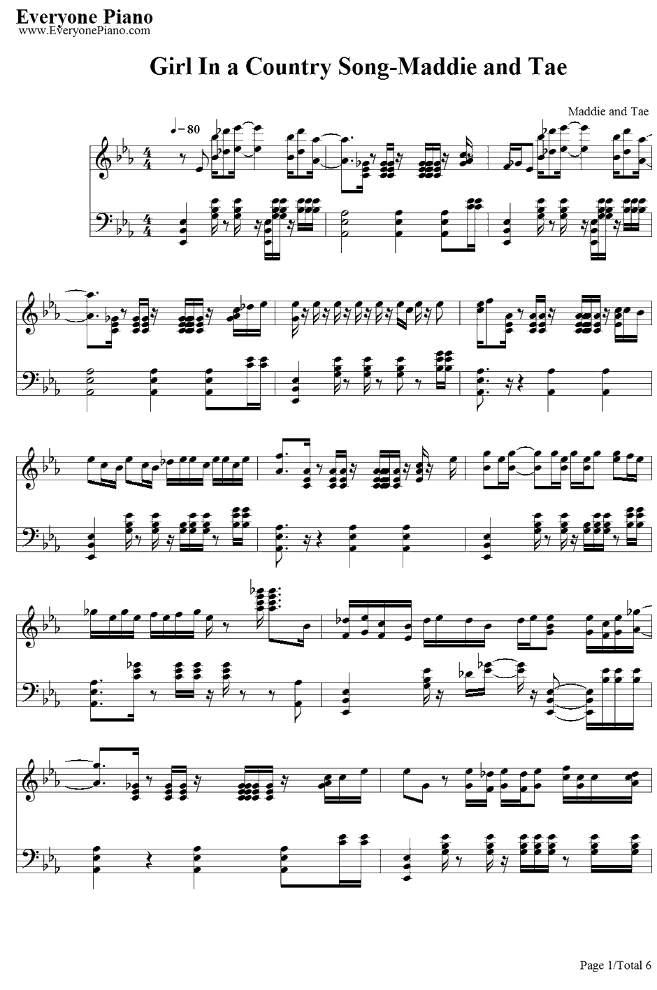 Girlina Country Song钢琴谱-Maddie&Tae1