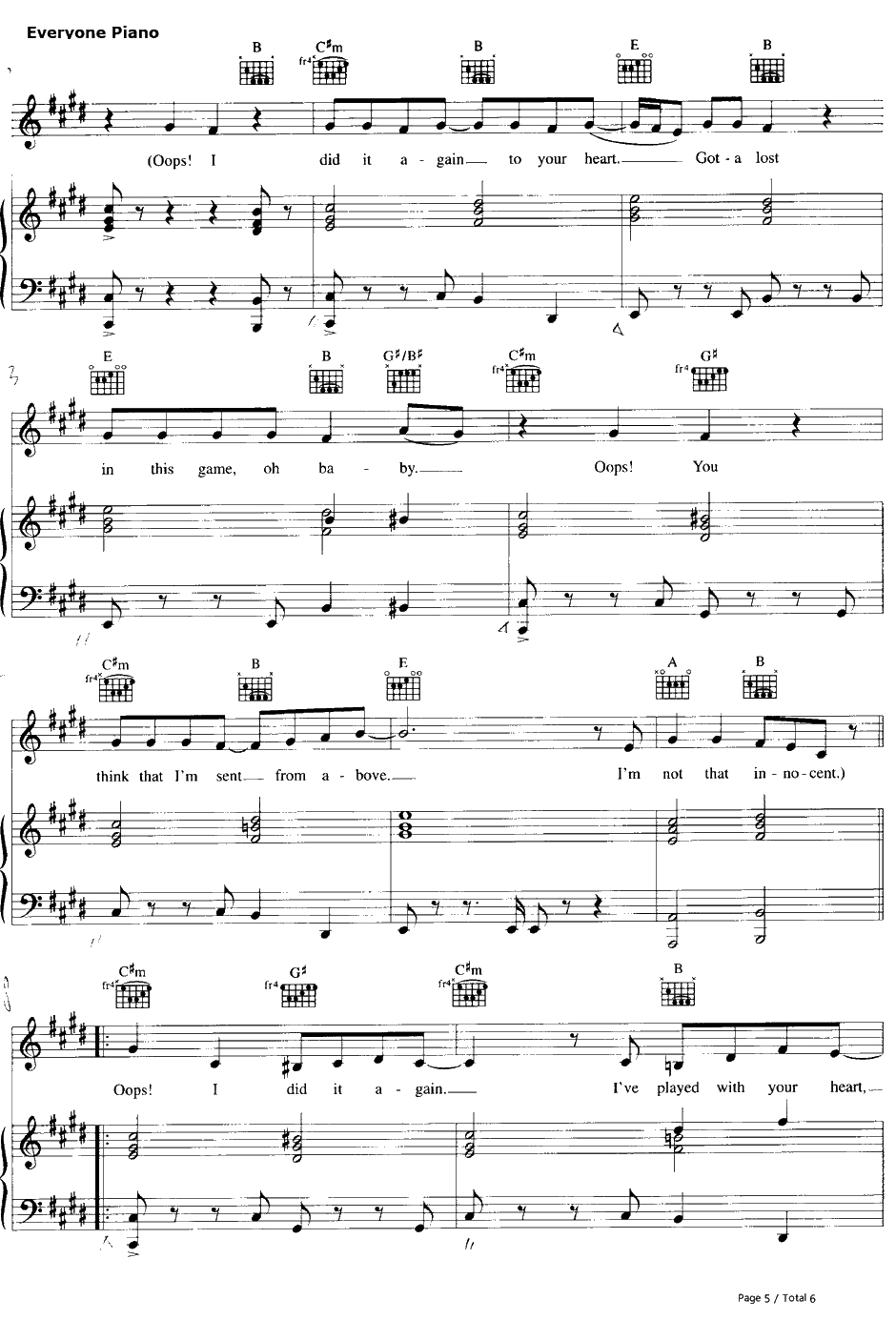 Oops!...IDidItAgain钢琴谱-BritneySpears布兰妮·斯皮尔斯5