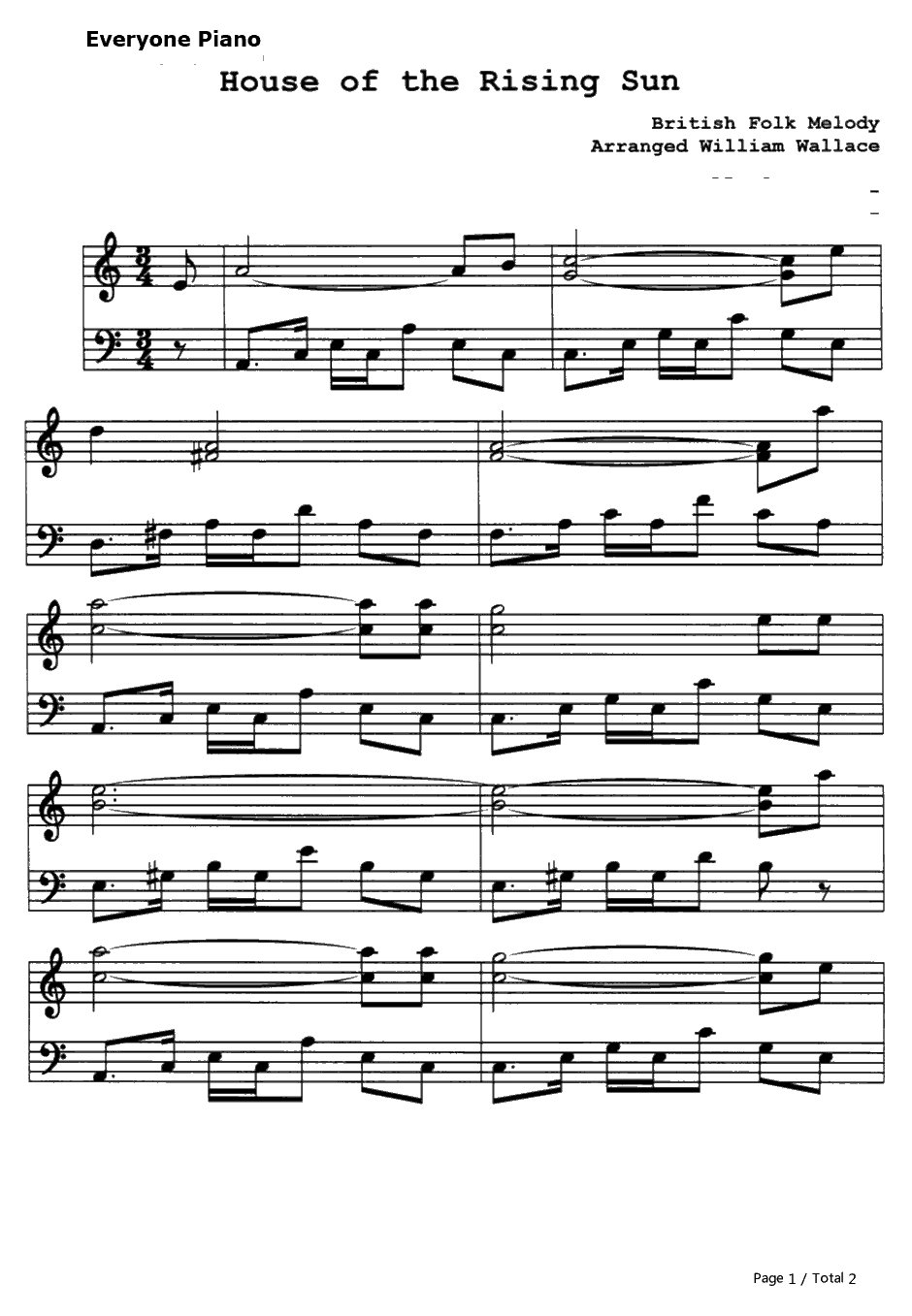 The House of the Rising Sun钢琴谱-TheAnimals1