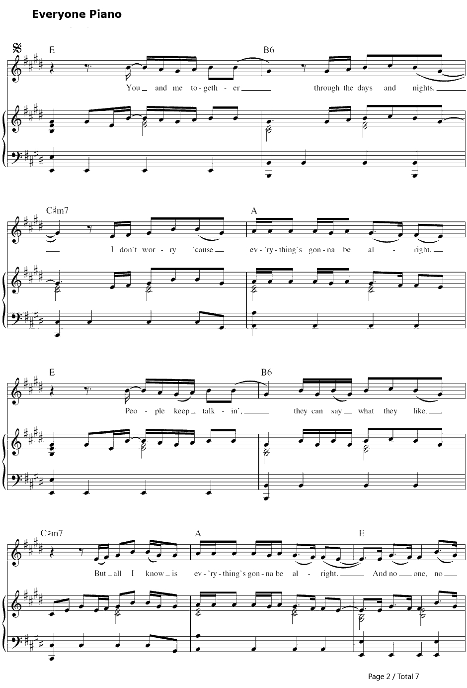 No One钢琴谱-AliciaKeys2