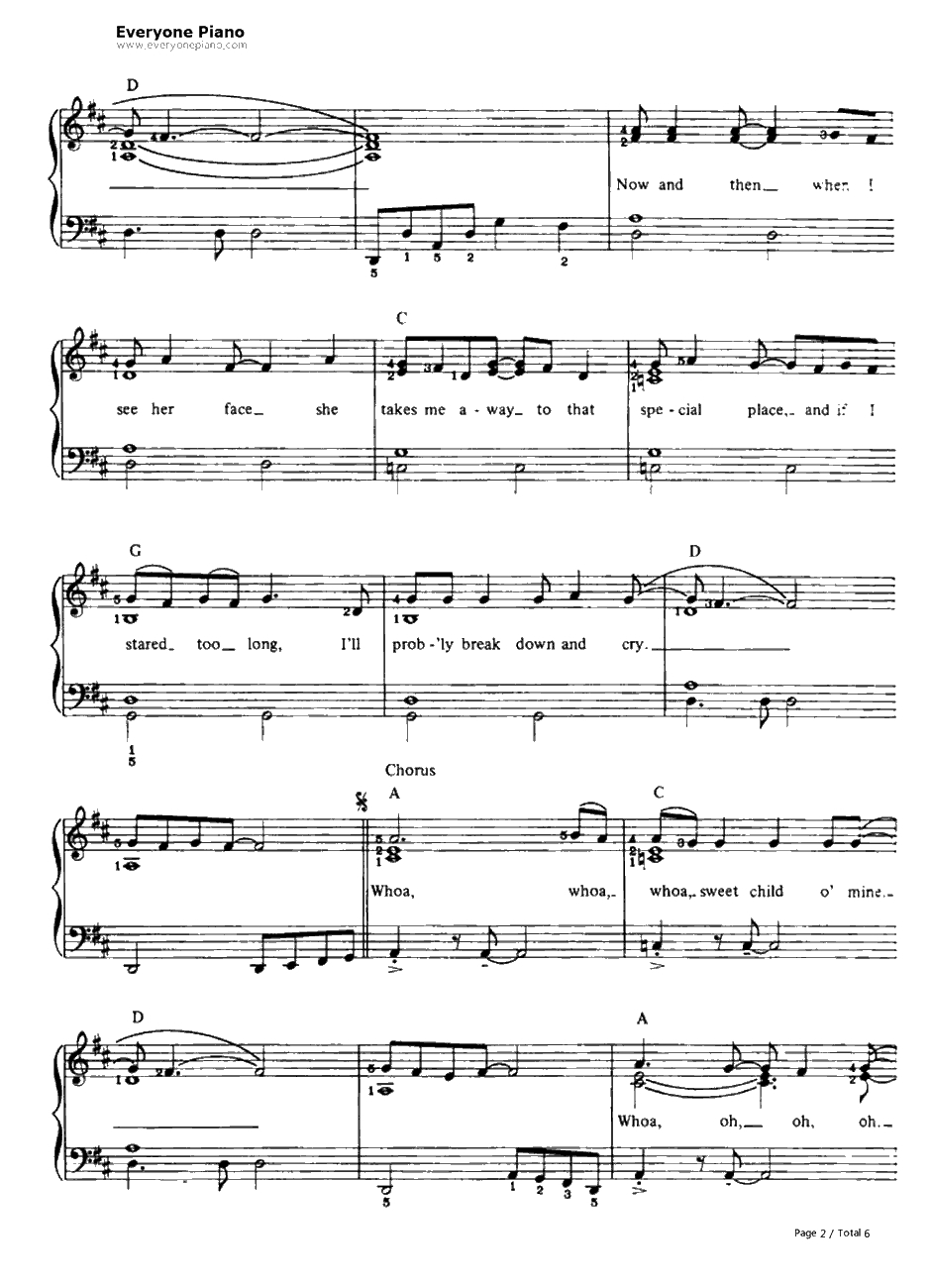 Sweet Child O'Mine钢琴谱-GunsN'Roses　　枪炮与玫瑰2