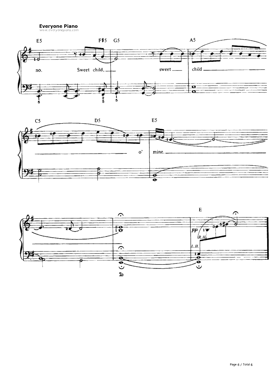 Sweet Child O'Mine钢琴谱-GunsN'Roses　　枪炮与玫瑰6