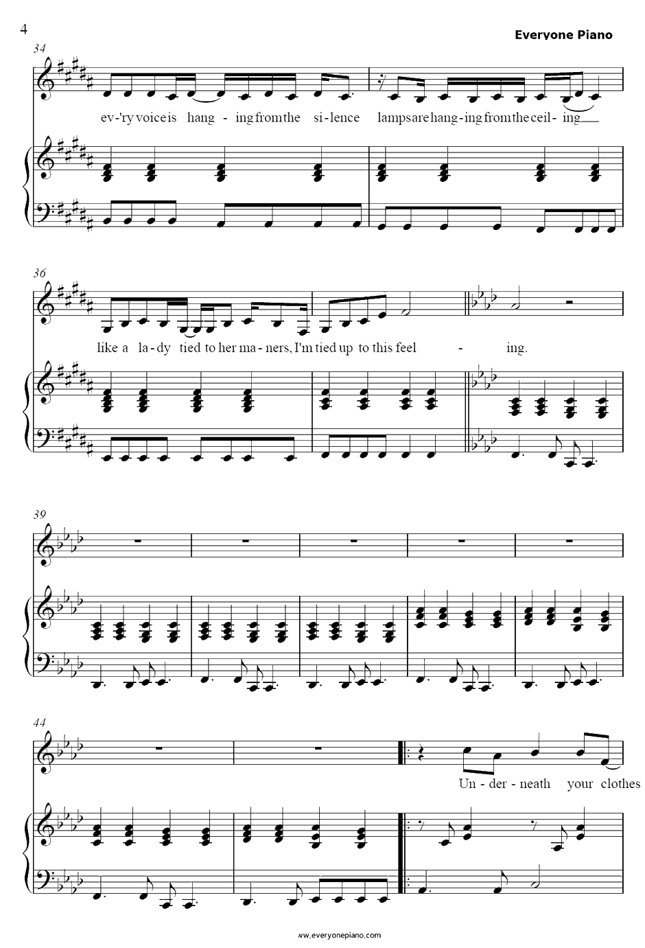 Underneath Your Clothes钢琴谱-Shakira4