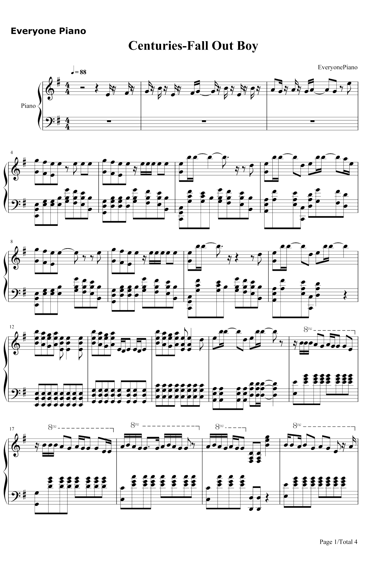 Centuries钢琴谱-FallOutBoy1