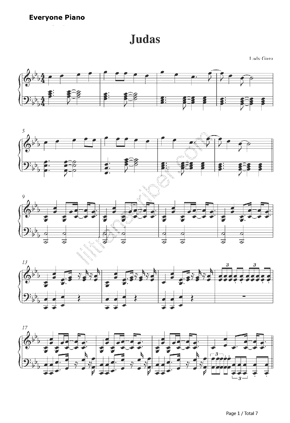 Judas钢琴谱-LadyGaga1