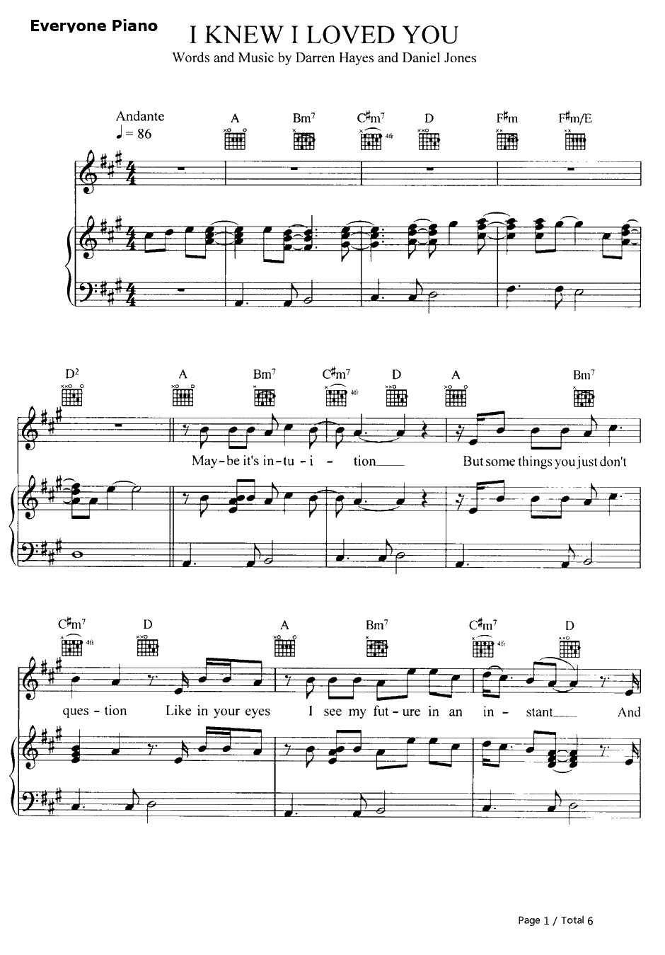 I Knew I Loved You钢琴谱-SavageGarden1