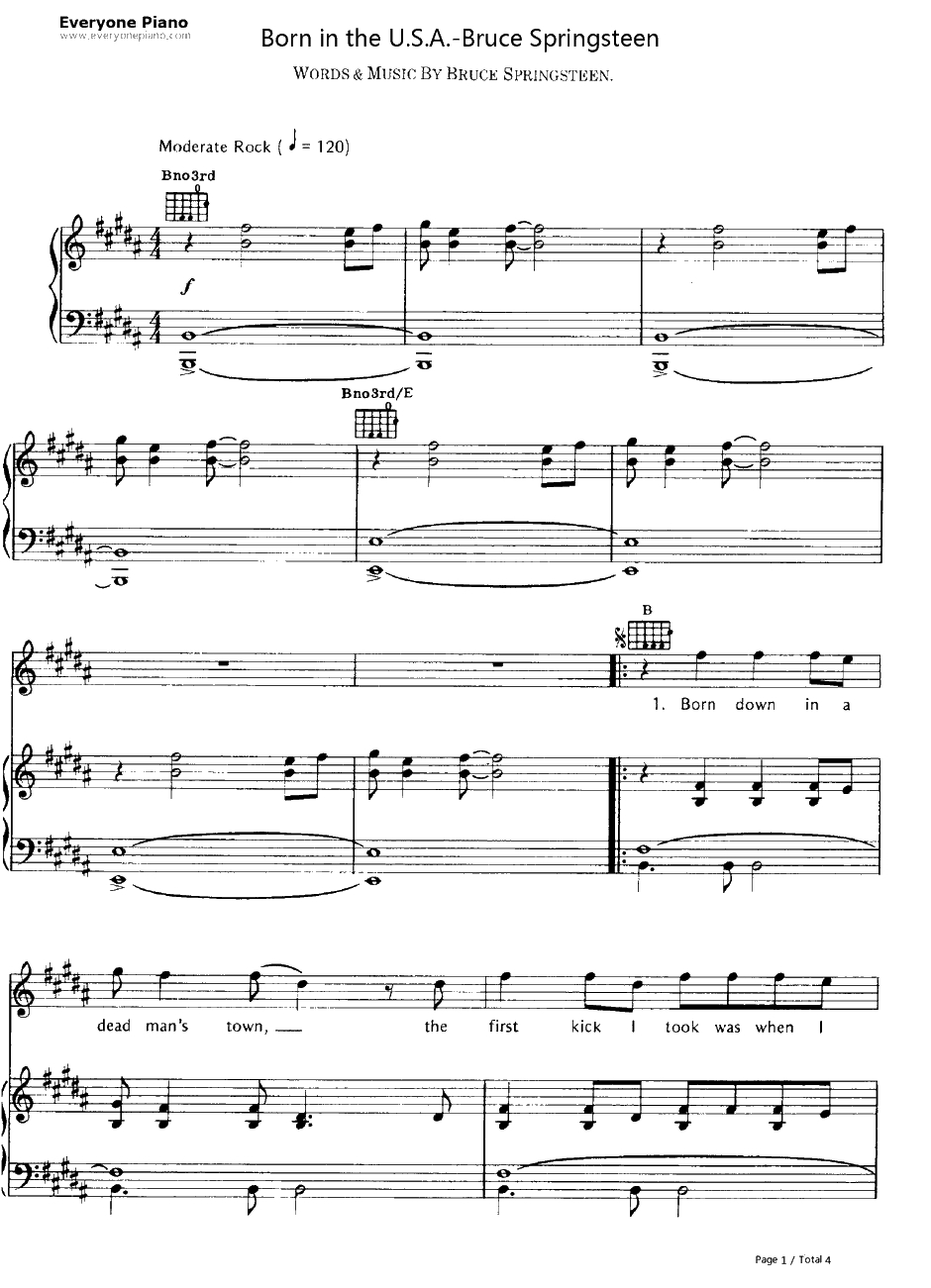 Bornin the U.S.A.钢琴谱-BruceSpringsteen布鲁斯·斯普林斯汀-BruceSpringsteen1